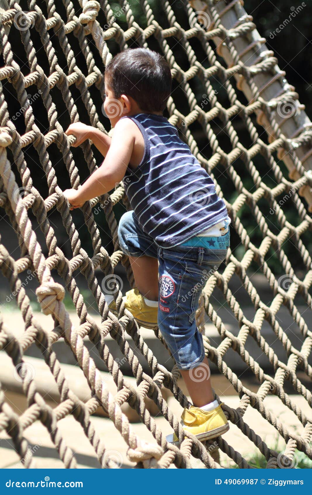 Japanese Boy Playing with Rope Ladder Stock Image Image of smiling