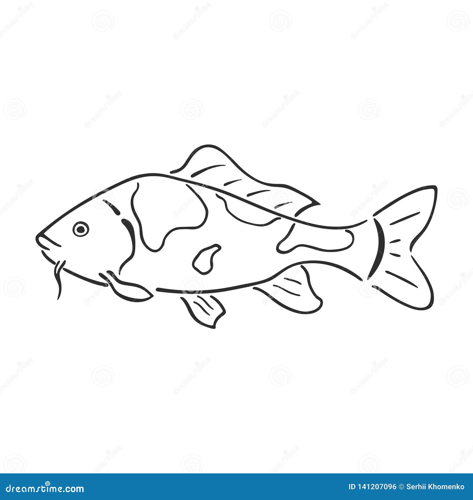 Japanese Carp Koi Character Abstract Ink Hand Drawn Vector Logo Cartoon.  Retro Illustration. Freshwater River and Pond Stock Vector - Illustration  of grunge, freshwater: 141207096