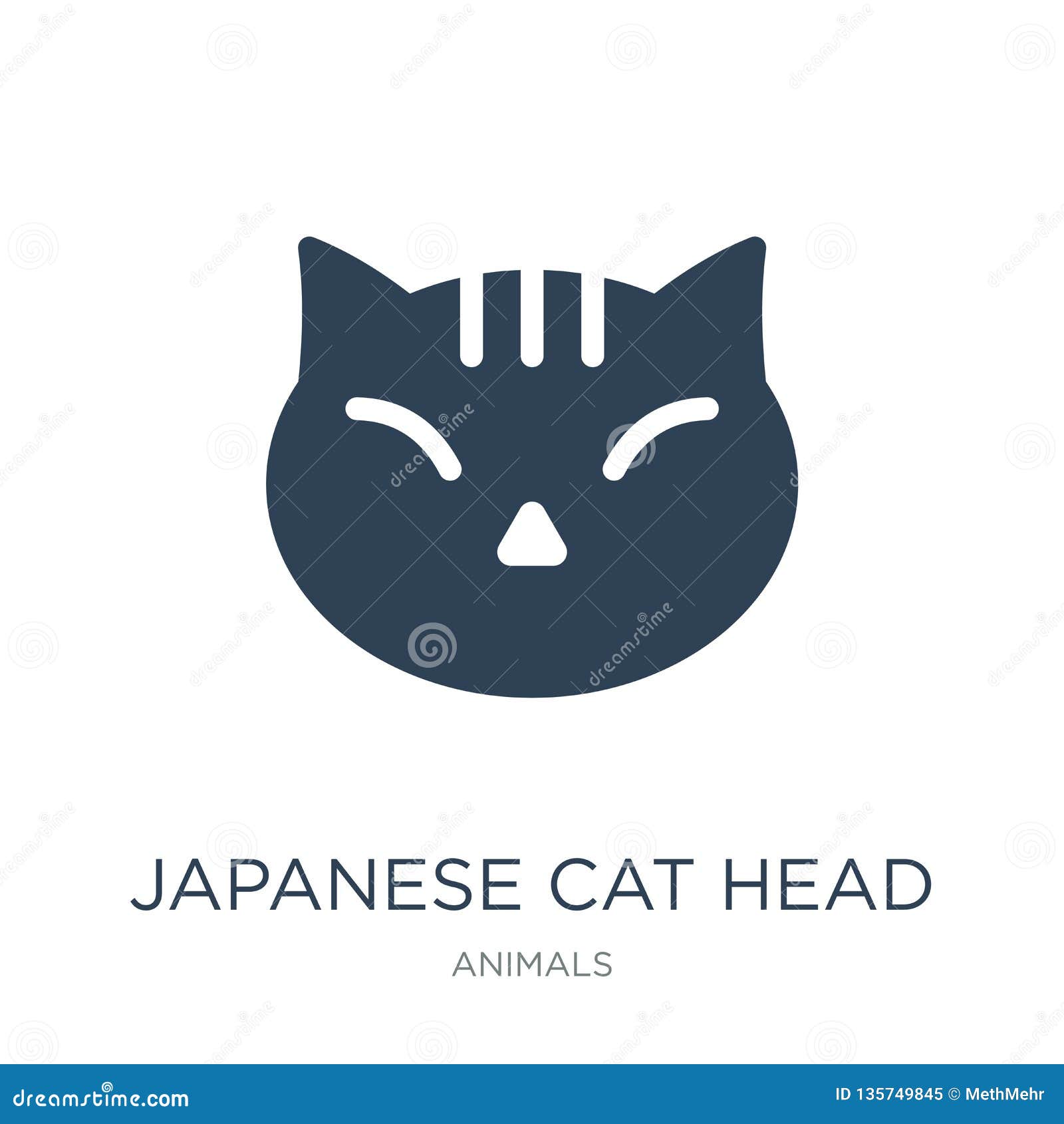 Japanese Cat Icon Vector Sign and Symbol Isolated on White
