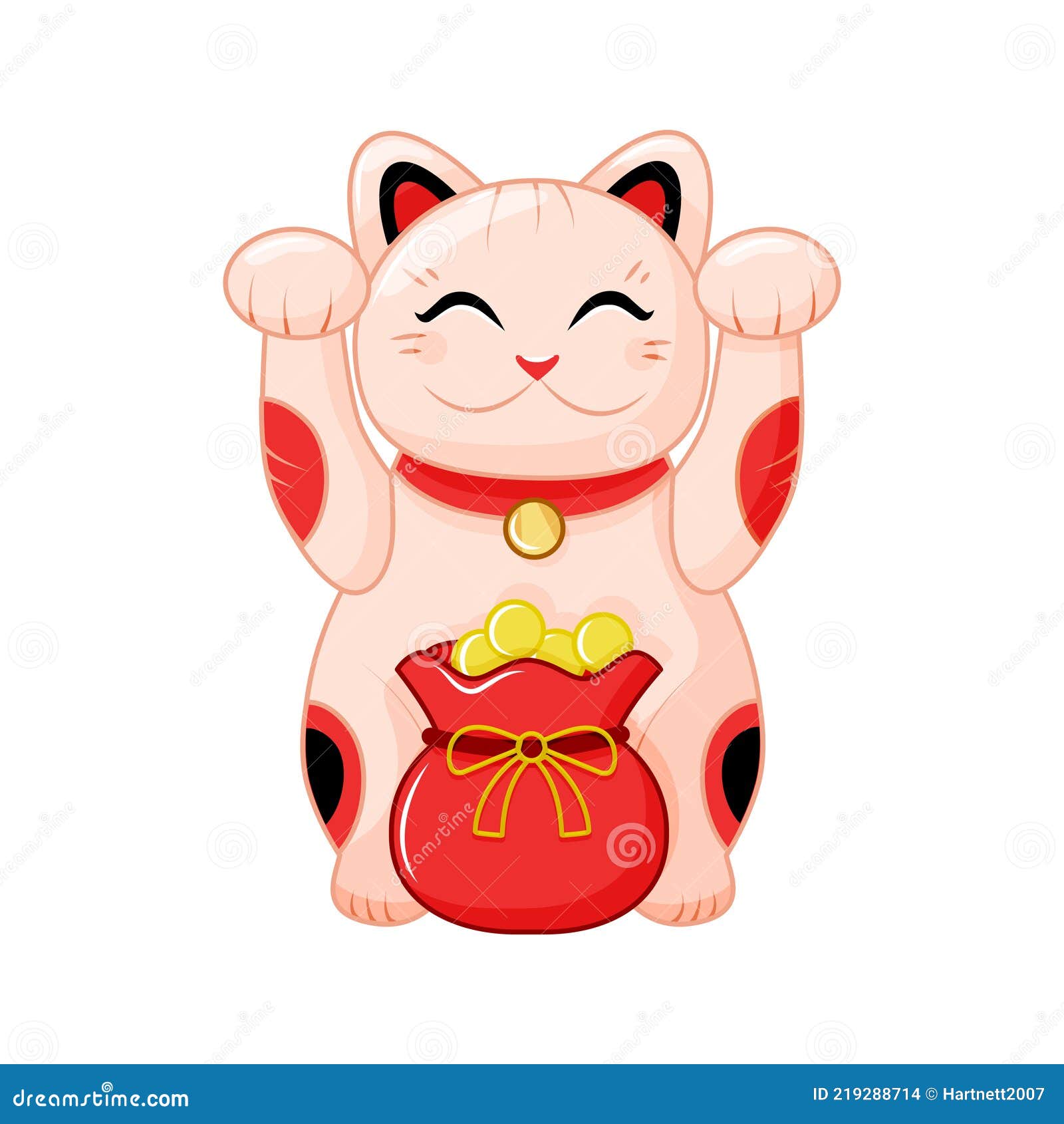 Funny lucky cat icon flat vector. Japan fortune. Cute animal