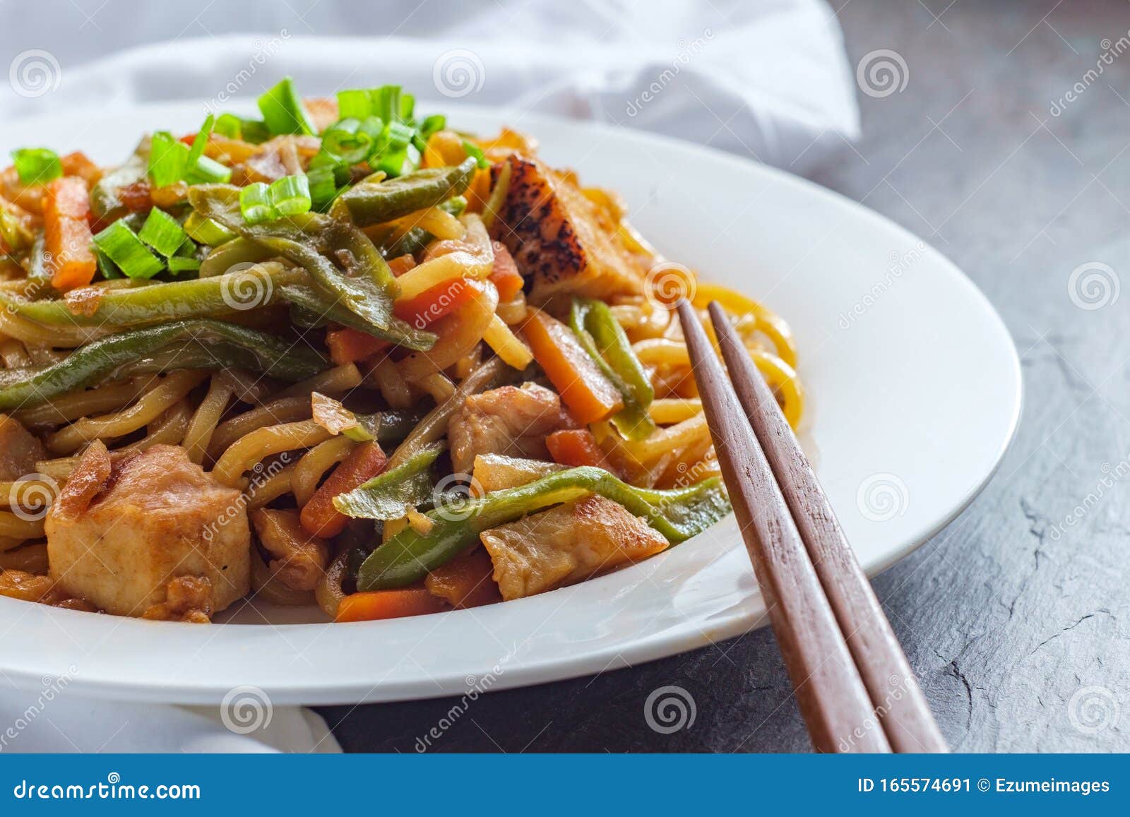 Japanese Chicken Yakisoba Noodles Stock Image - Image of garlic