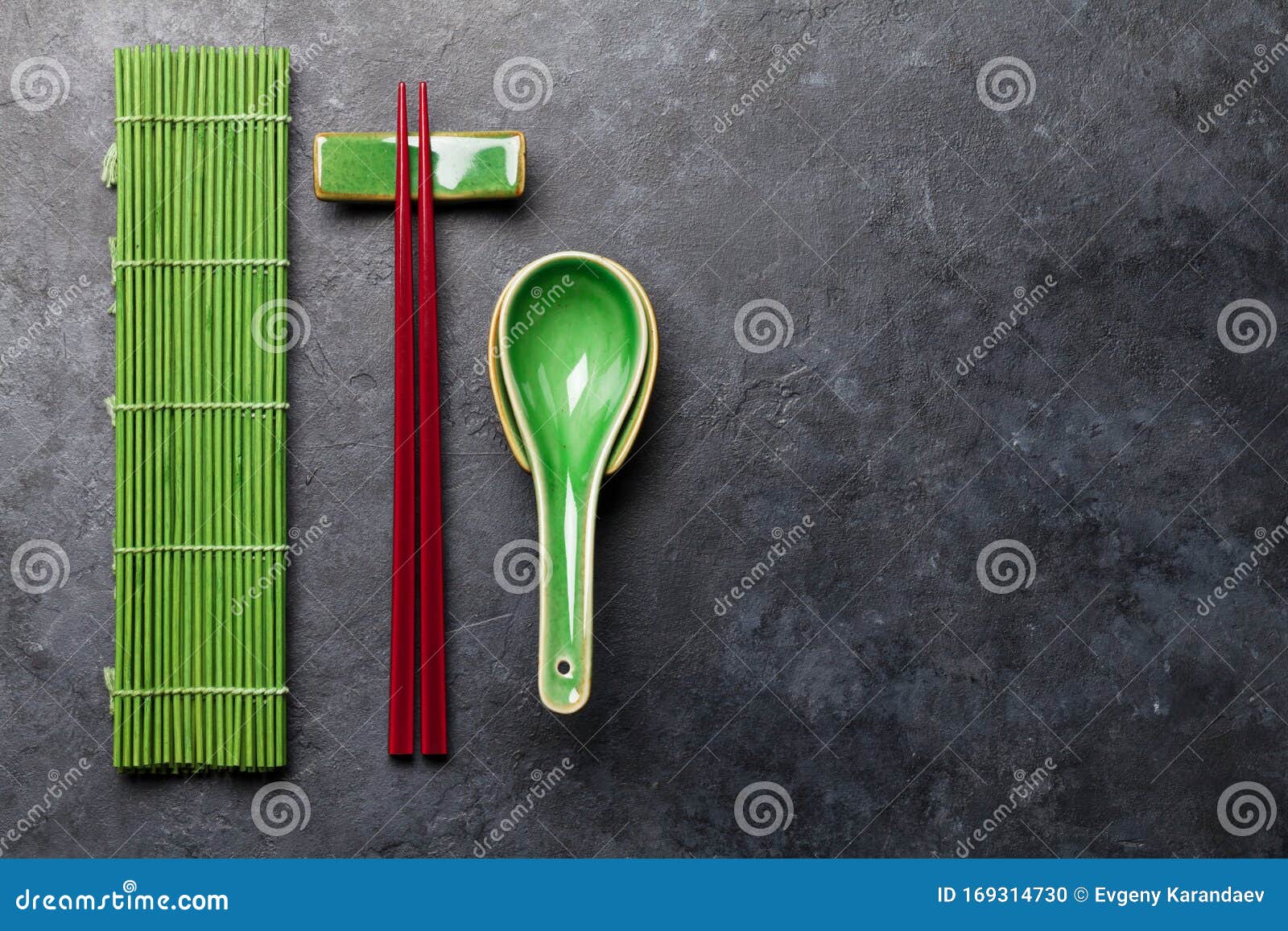 Japanese Chopsticks and Soup Spoon Stock Photo - Image of rustic ...