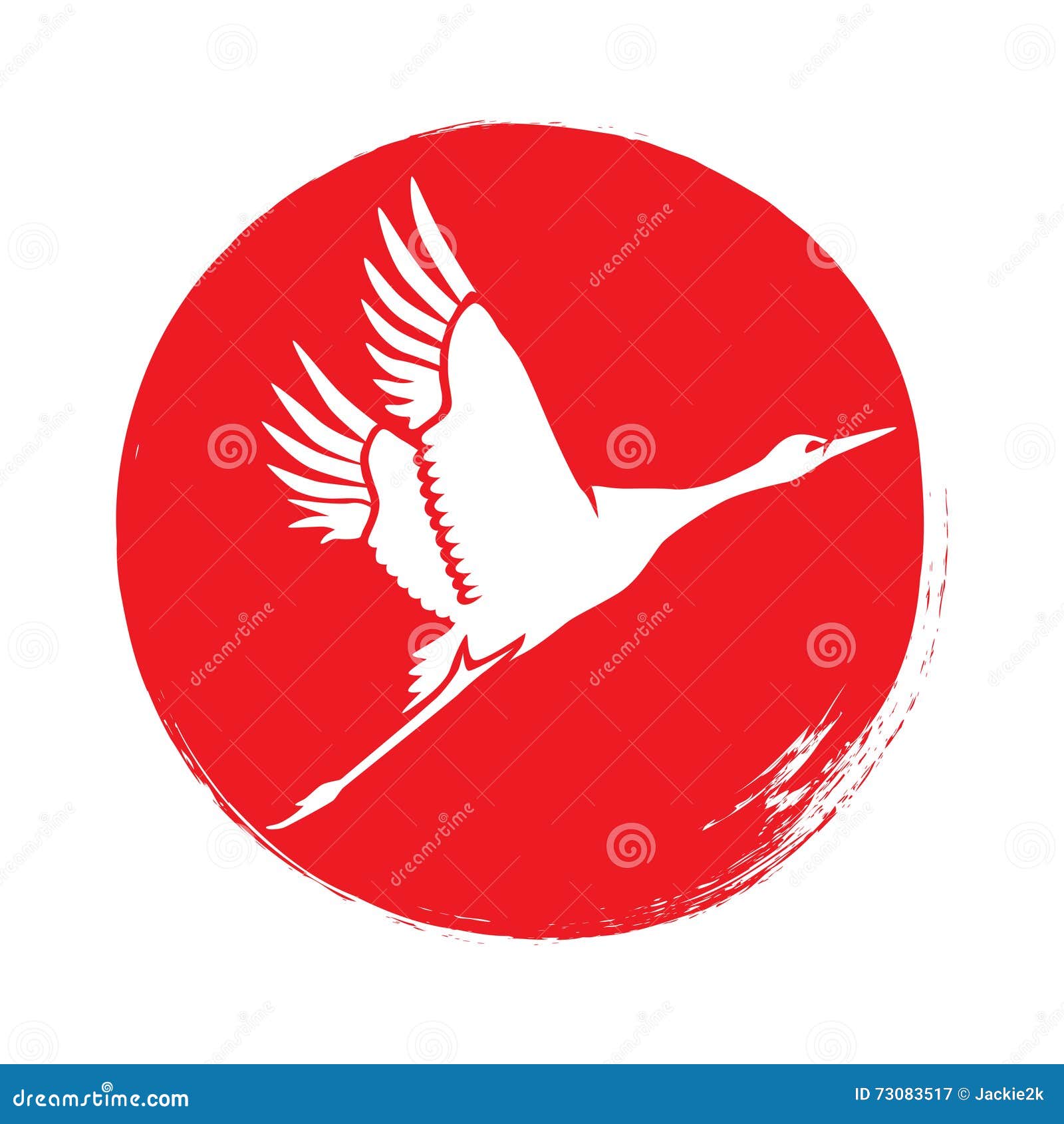 Japanese Crane Bird And Sakura Blossom Vector Silhouette Design