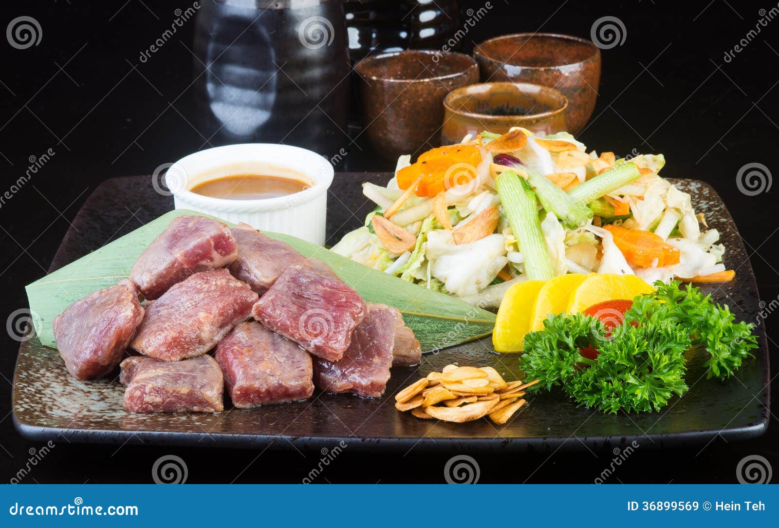 Japanese Cuisine. Beef Cube On The Background Stock Image ...