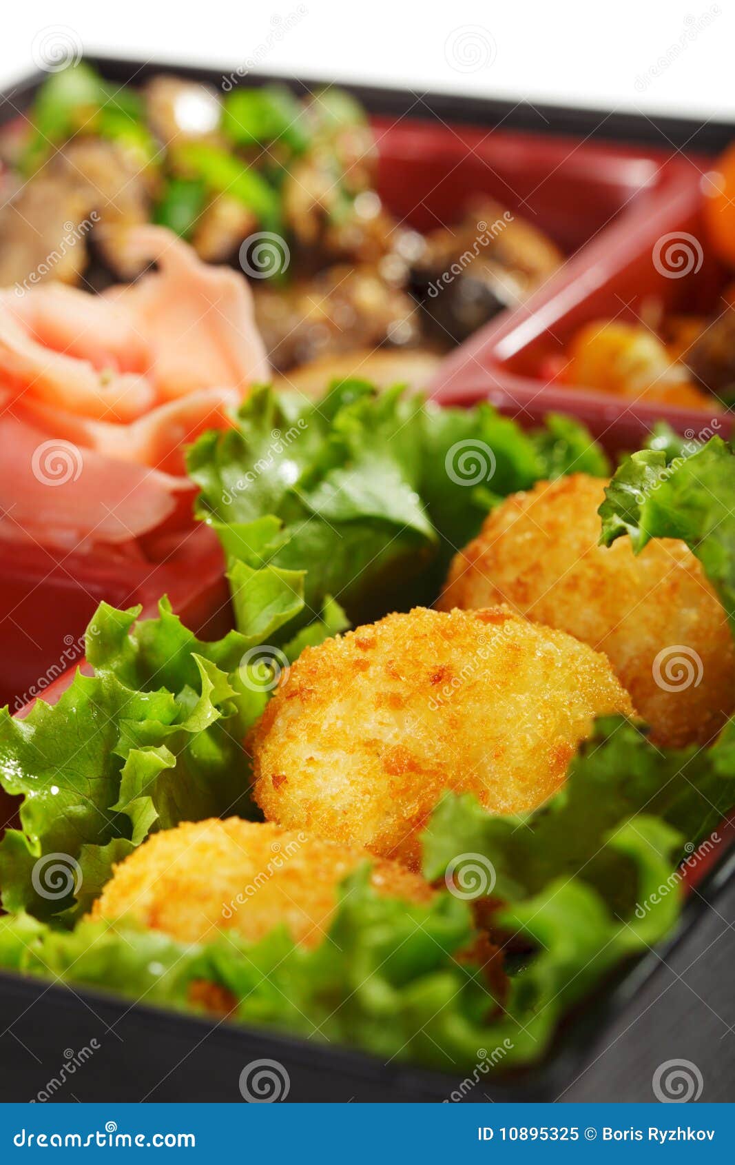 Japanese Cuisine Bento Lunch Stock Image Image of leaf, deep 10895325