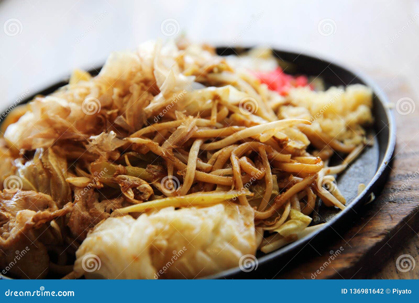 Japanese Cuisine, Fried Noodles Yakisoba Stock Photo - Image of noodles