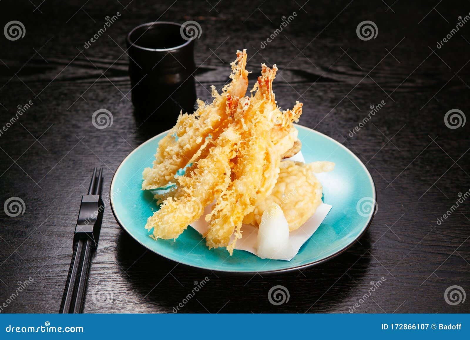 Japanese Cuisine. Tempura Prawn on the Background. Fried, Breaded ...