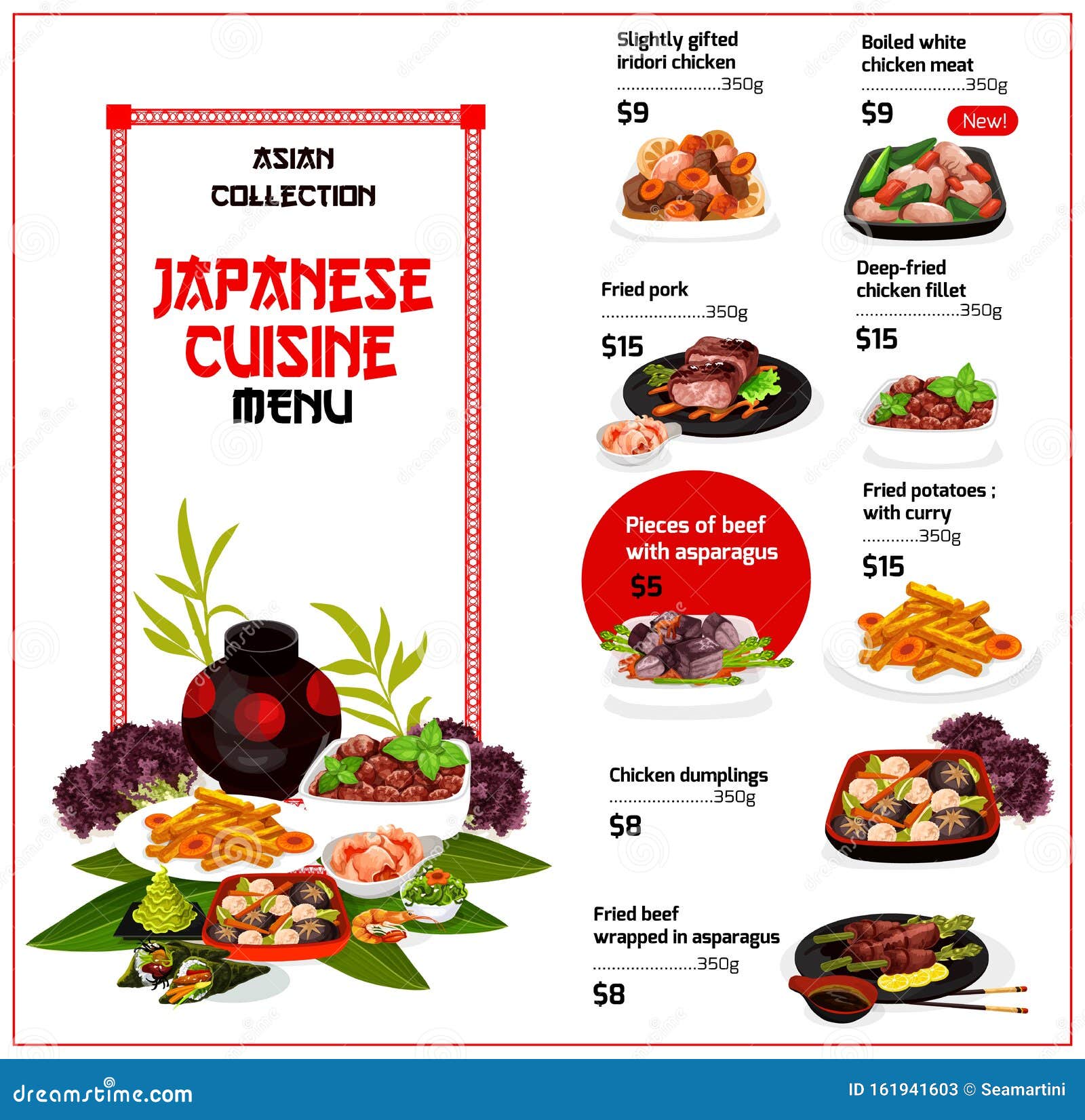 Japanese Cuisine, Traditional Meal Menu Stock Vector - Illustration of ...
