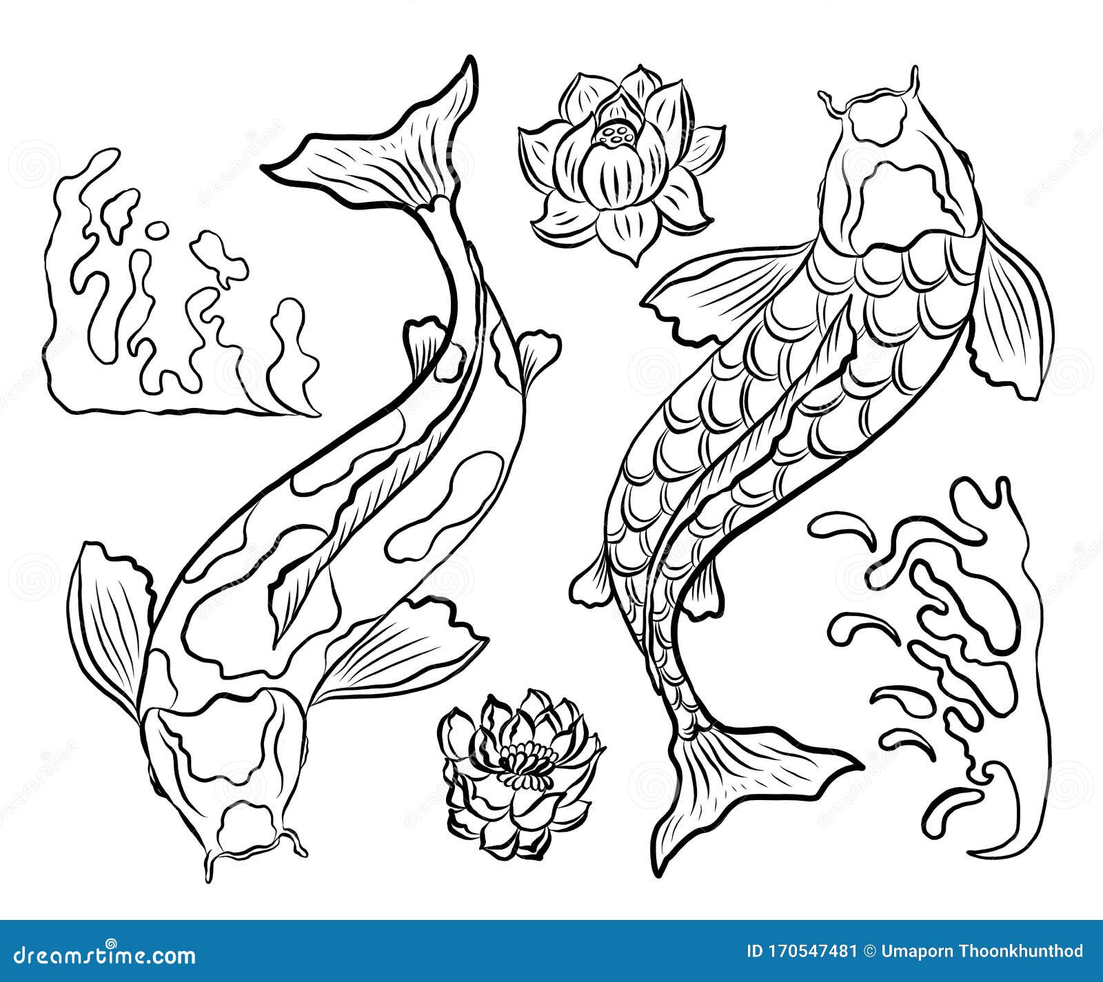 koi fish tattoos outline