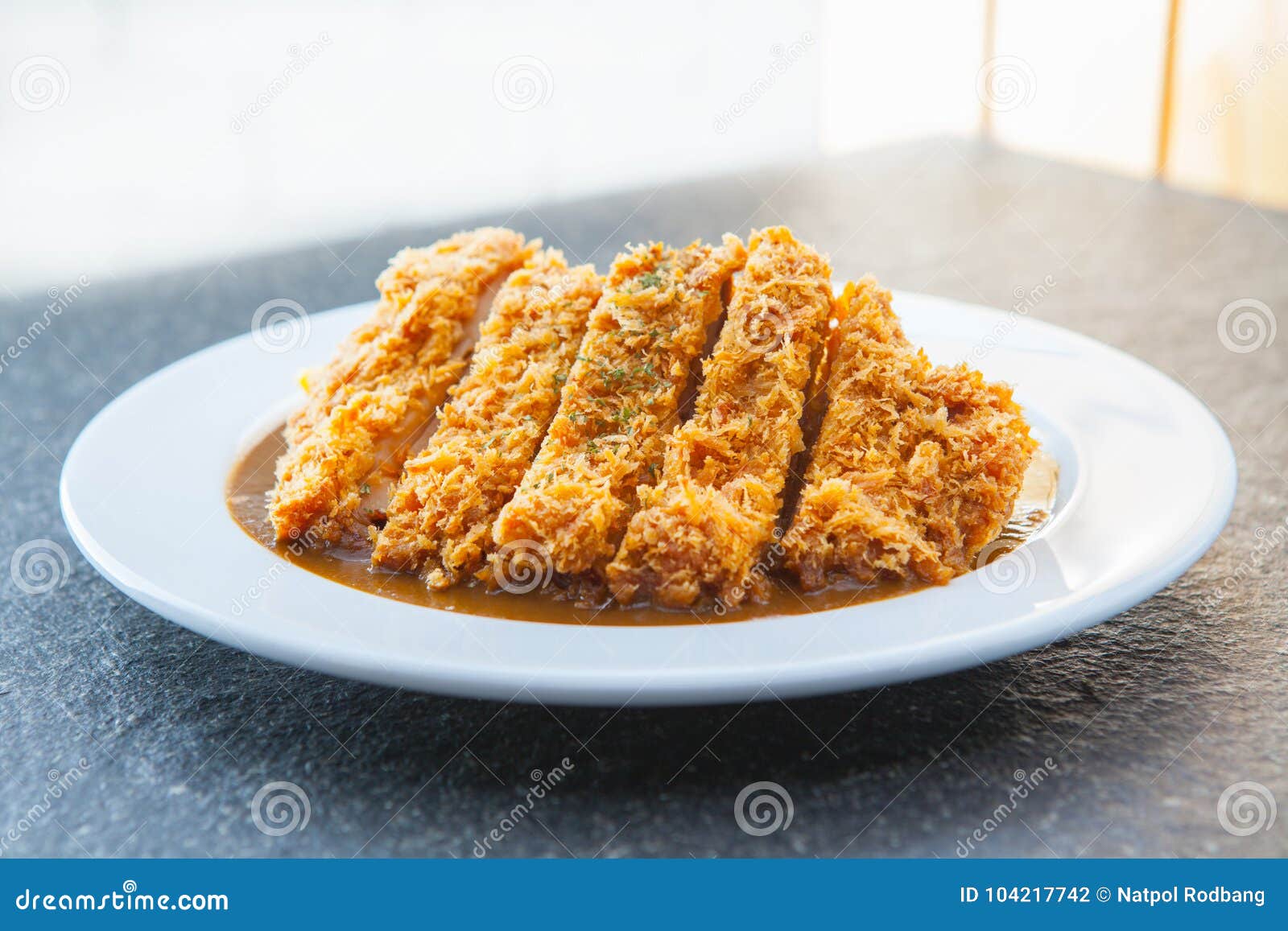 Japanese Curry with Fried Pork Cutlet Tonkatsu Stock Photo - Image of