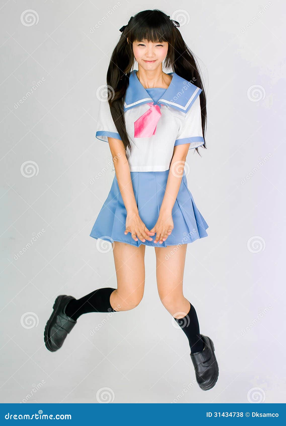 Japanese Cute Jumping Cosplay School Girl Stock Photo Image Of Click Japanese