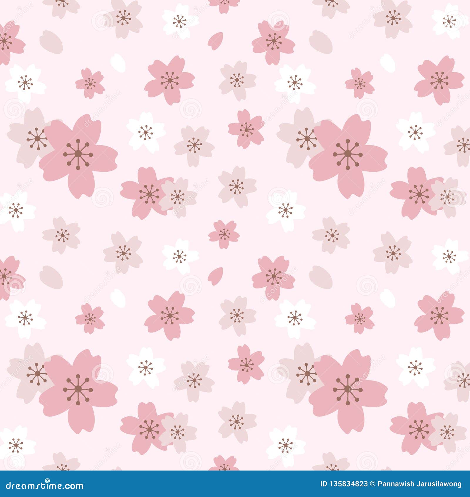 Japanese Cute Pink Cherry Blossom Pattern Stock Vector - Illustration of  blossom, asia: 135834823