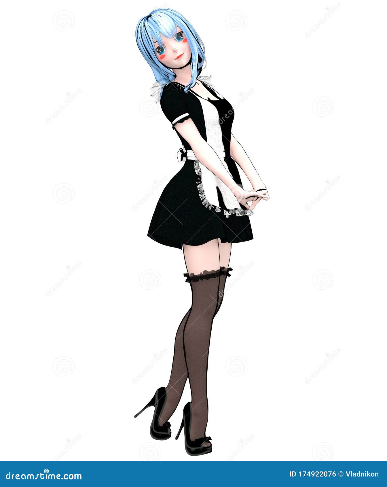 Japanese 3d anime girl stock illustration. Illustration of design -  174922076