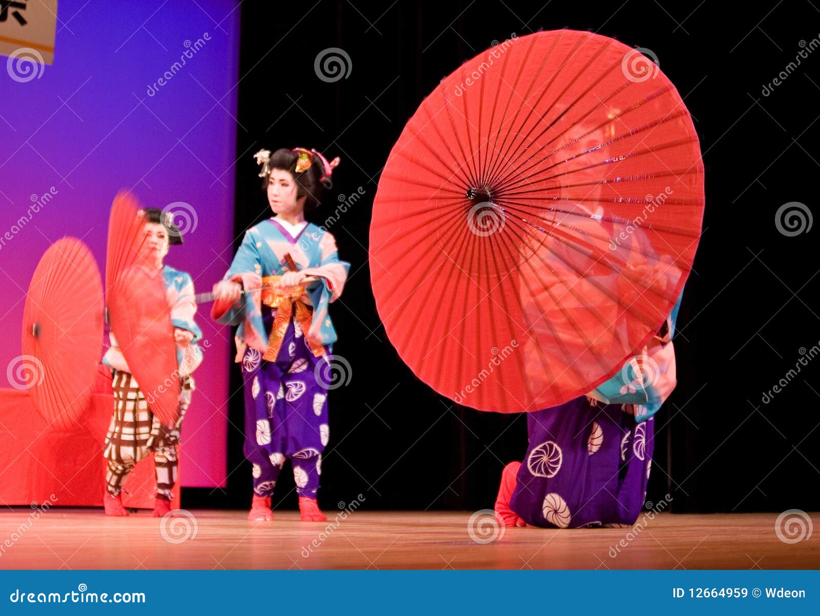Japanese Dancers with Umbrellas Editorial Stock Image Image of