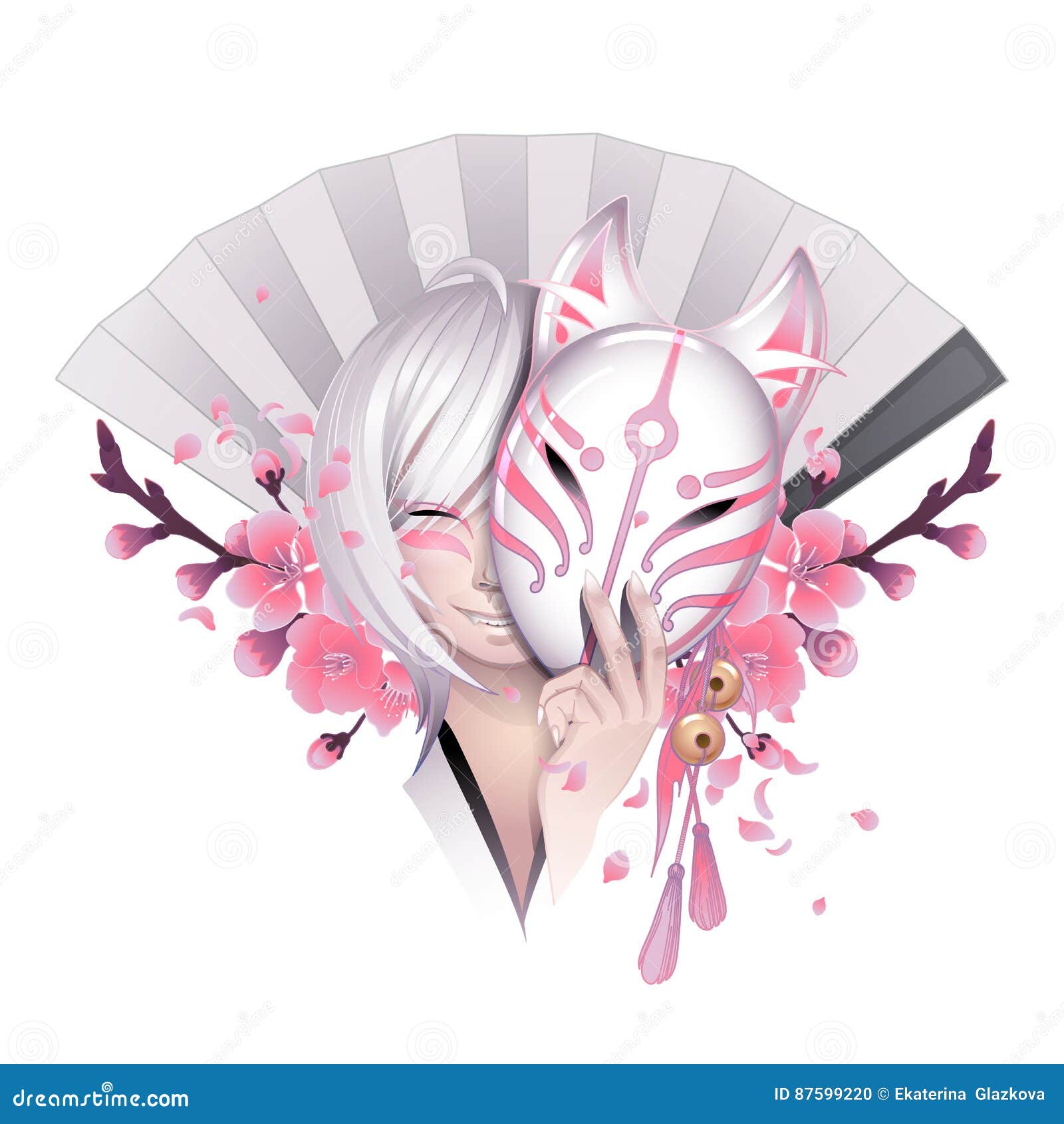 Graphic deamon fox mask Royalty Free Vector Image