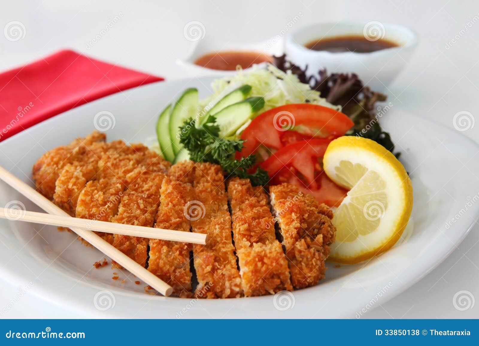 JAPANESE DEEP FRIED CHICKEN Stock Photo Image of loin, salad 33850138