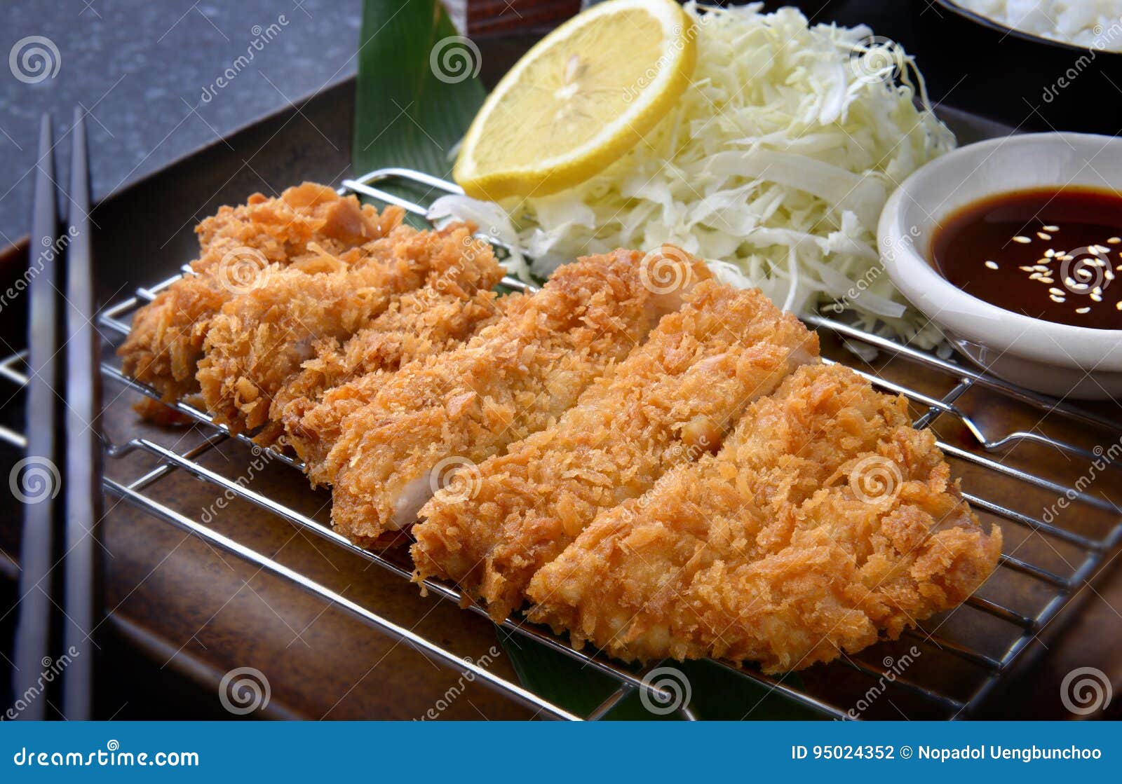 Japanese deep fried pork. stock photo. Image of donkatsu 95024352