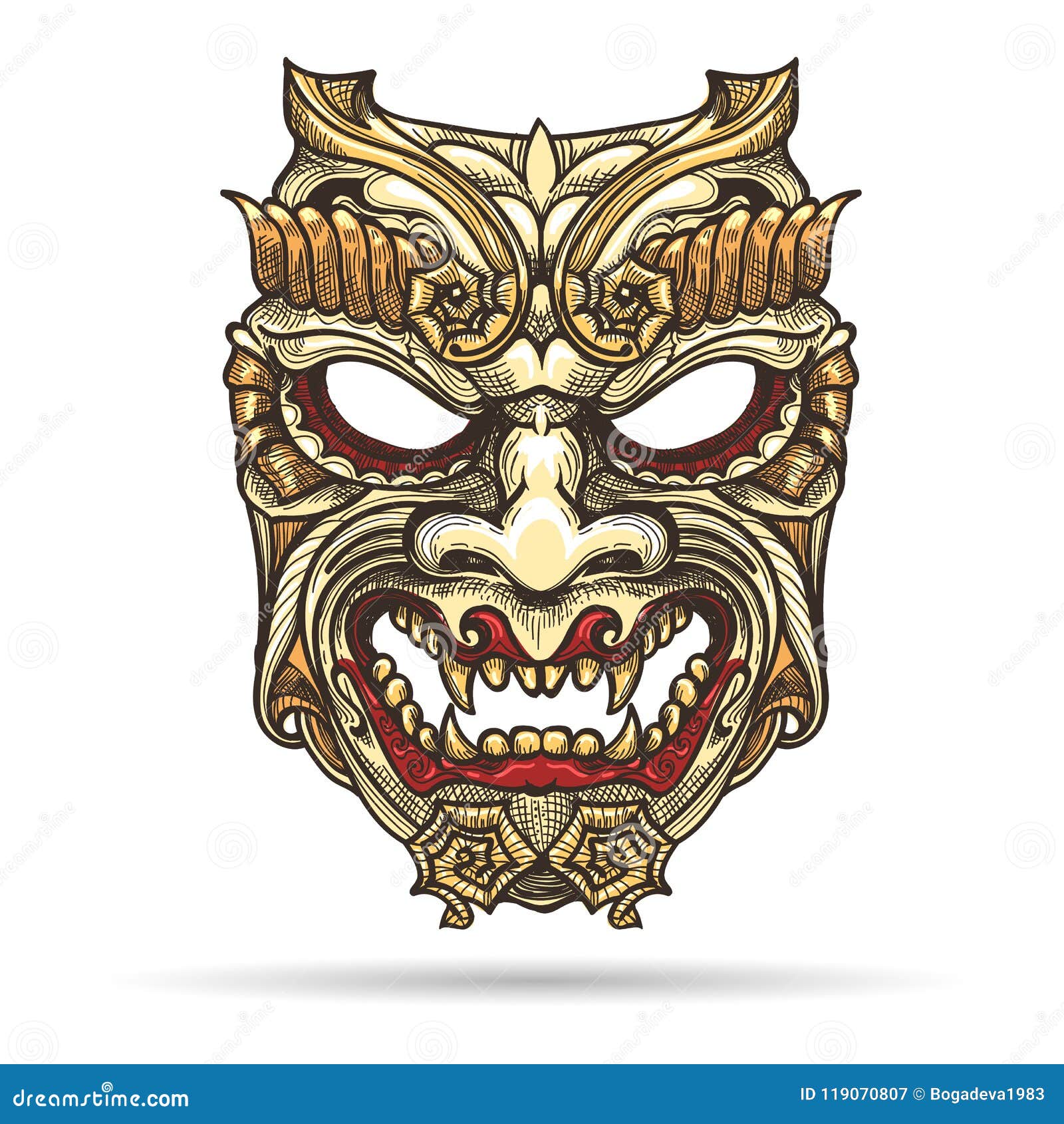 Japanese Demon Mask stock vector. Illustration of painted 119070807