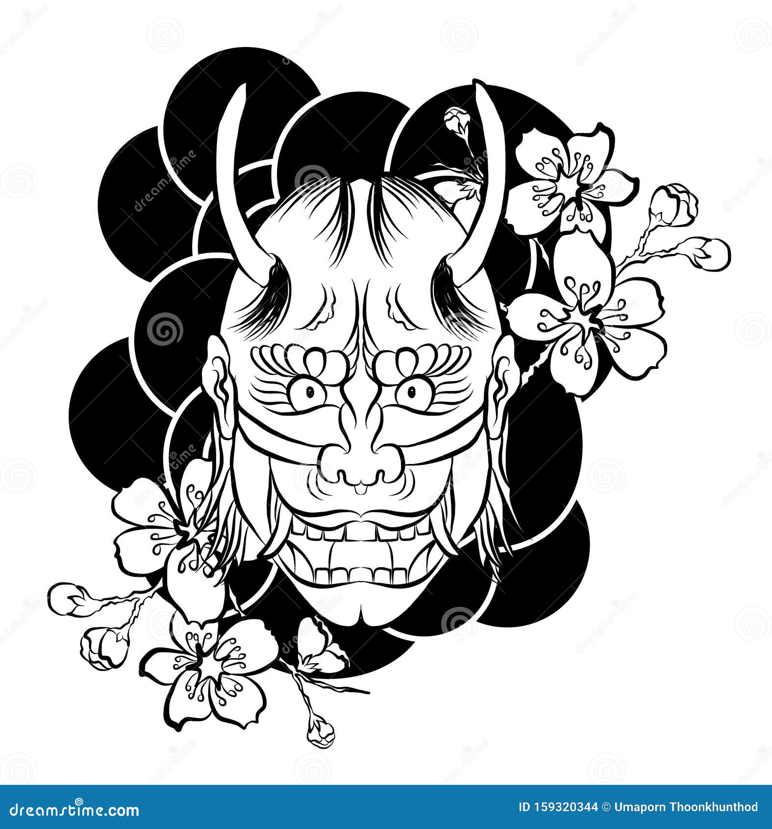 Premium Vector  Japanese tattoo oni mask tribal illustration