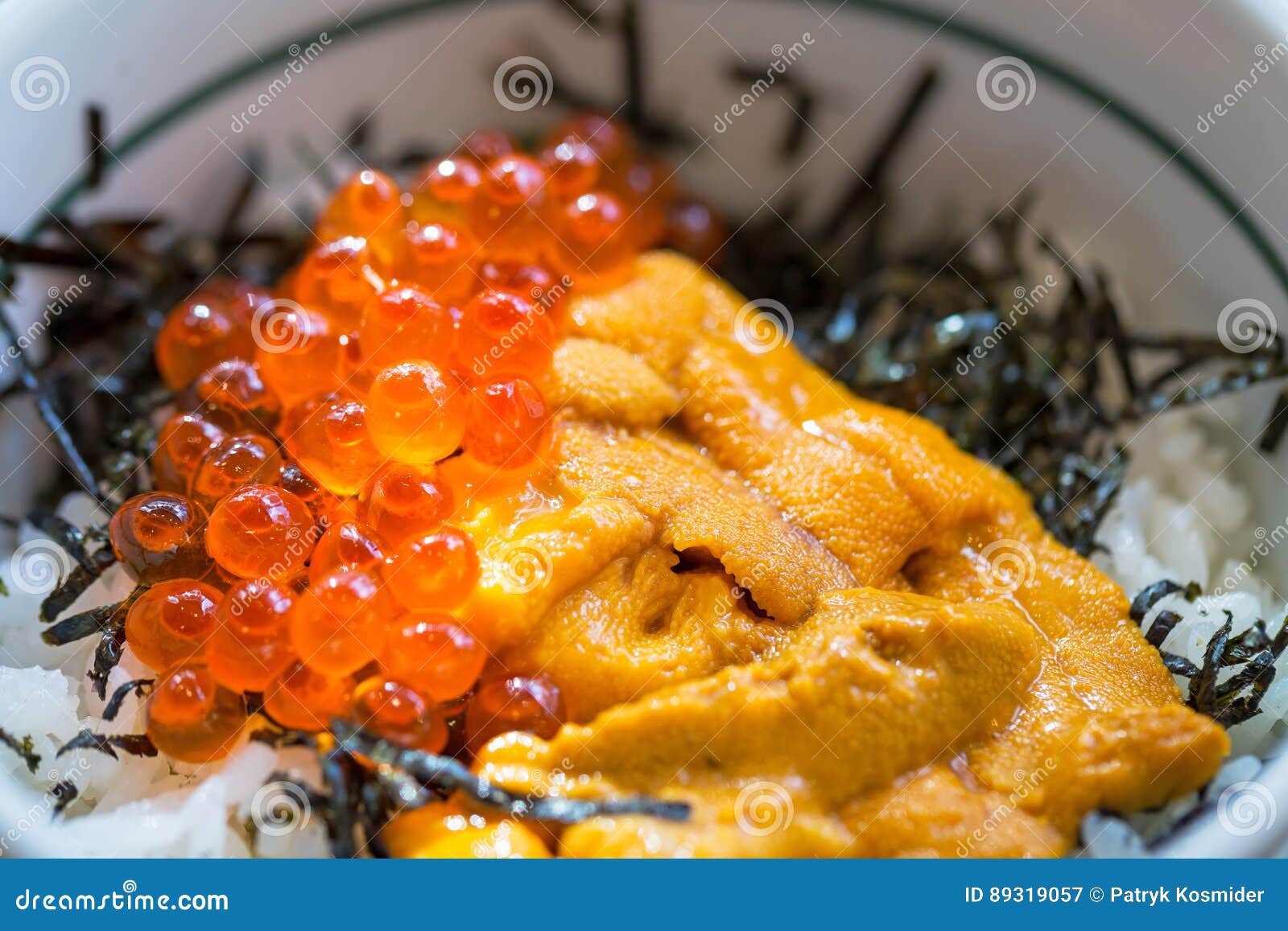 Japanese Dish of Salmon Roe and Urchin Eggs Stock Image - Image of