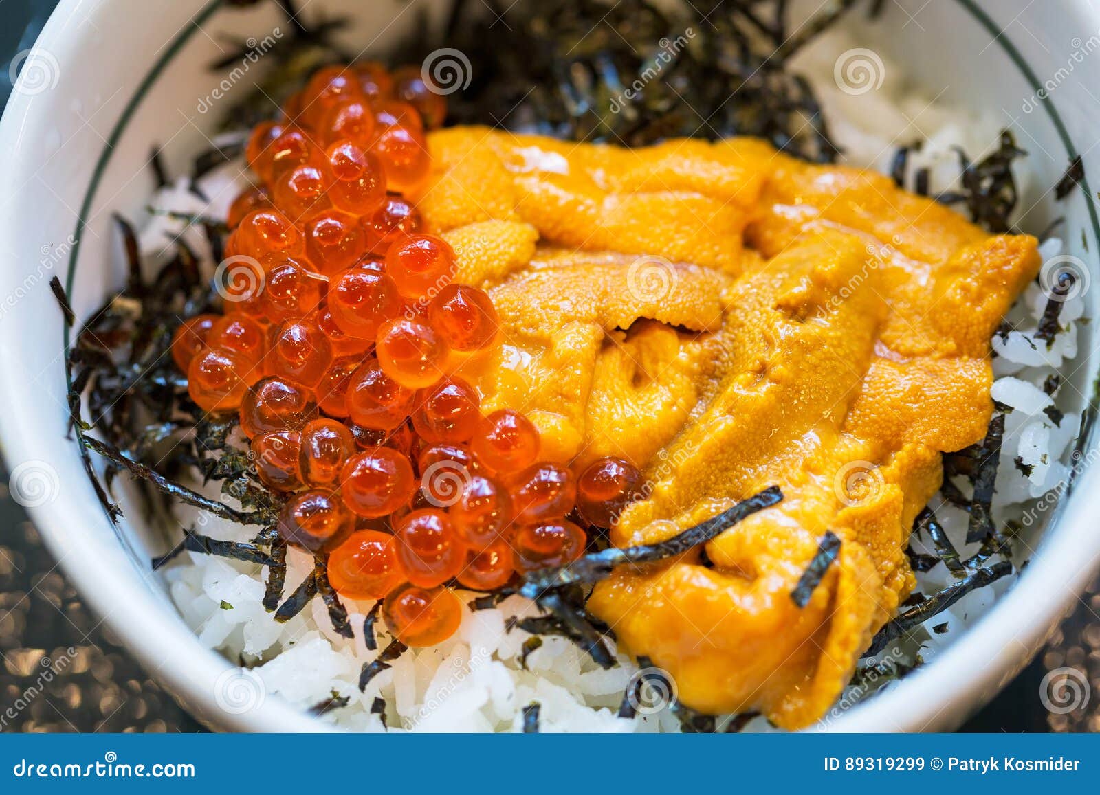 Japanese Dish of Salmon Roe and Urchin Eggs Stock Image Image of
