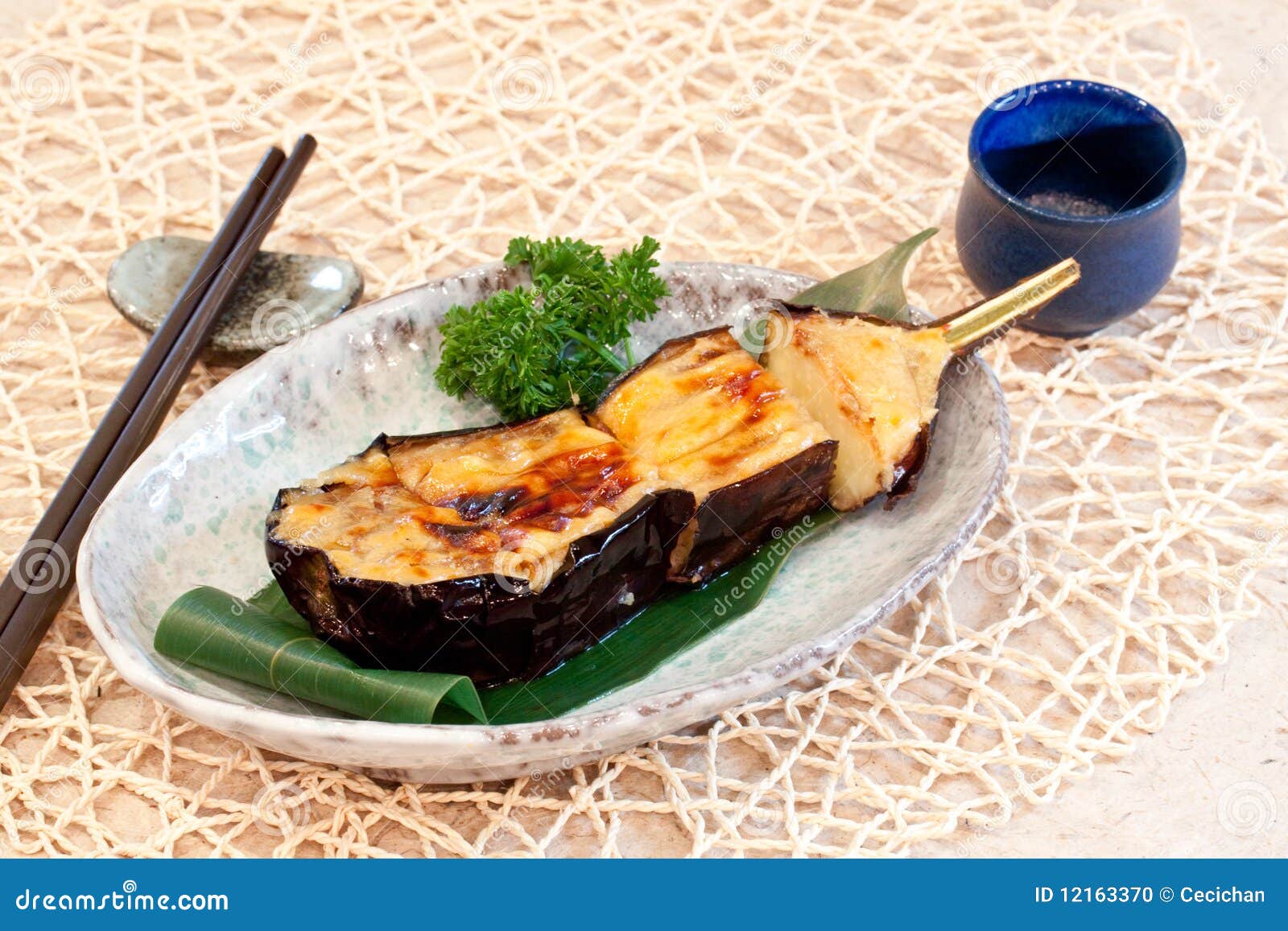 Japanese Dishes Baked Eggplant with Cheese Stock Photo Image of asia, eggplant 12163370
