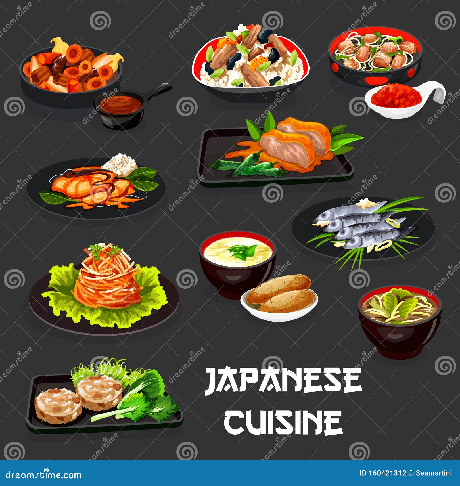 A vector illustration of Japanese Food Cuisine