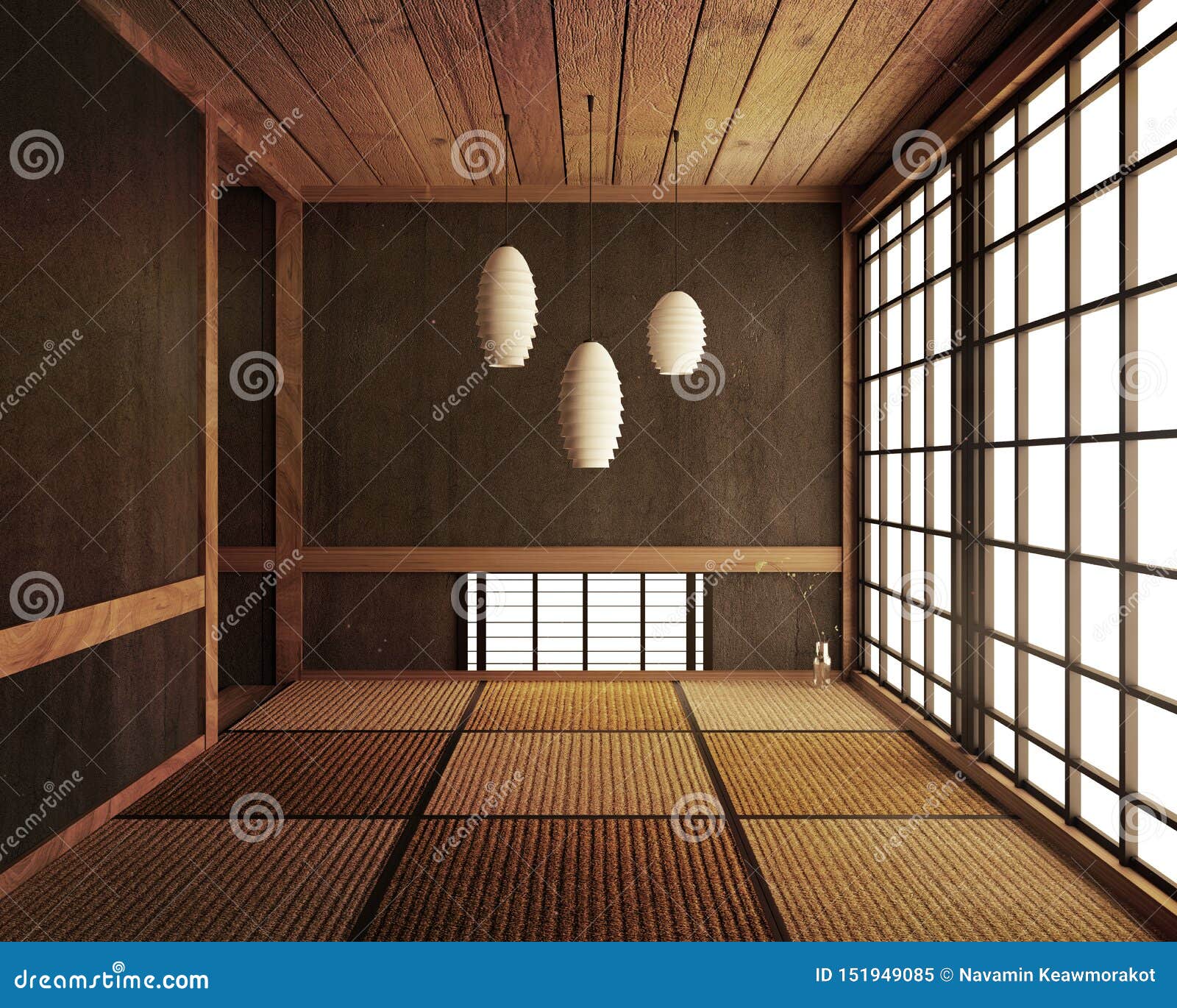 Japanese Display Room And Tatami Mat Flooring .3D Render ...