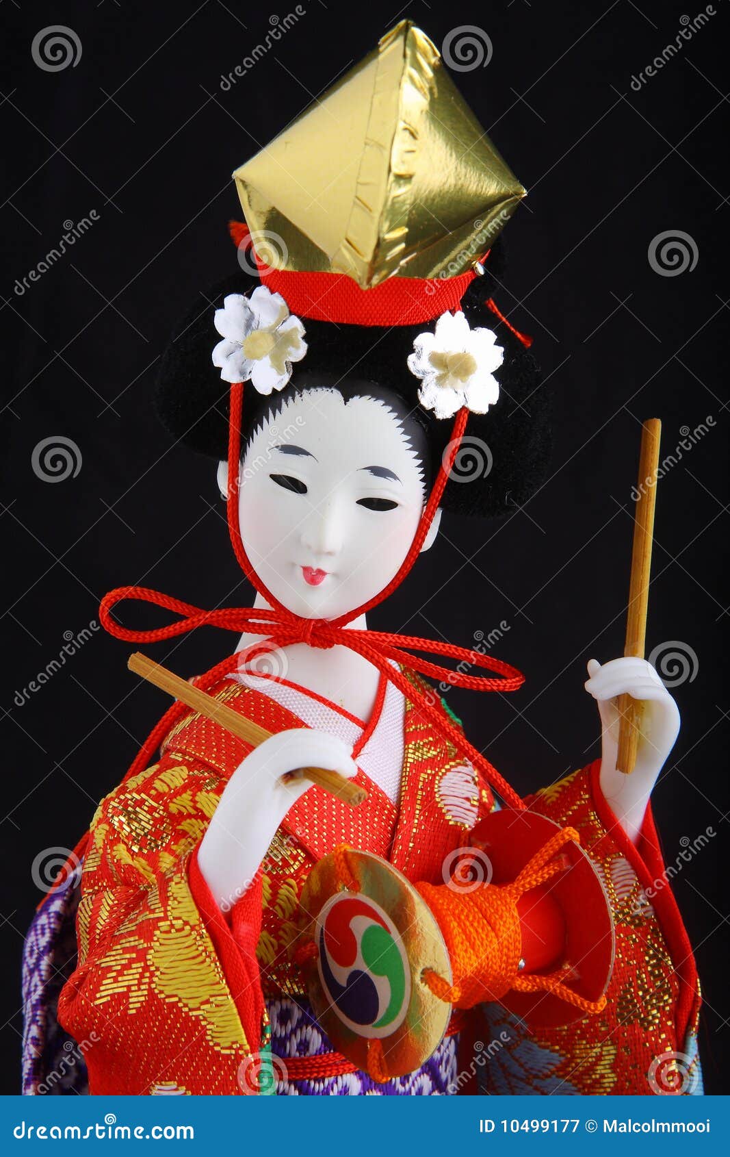Japanese Doll in Kimono Half Portrait Stock Image - Image of festival ...