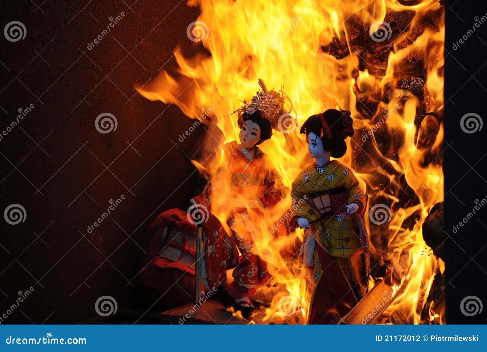 Japanese Dolls Burned at the Temple Stock Photo Image of girl, exotic