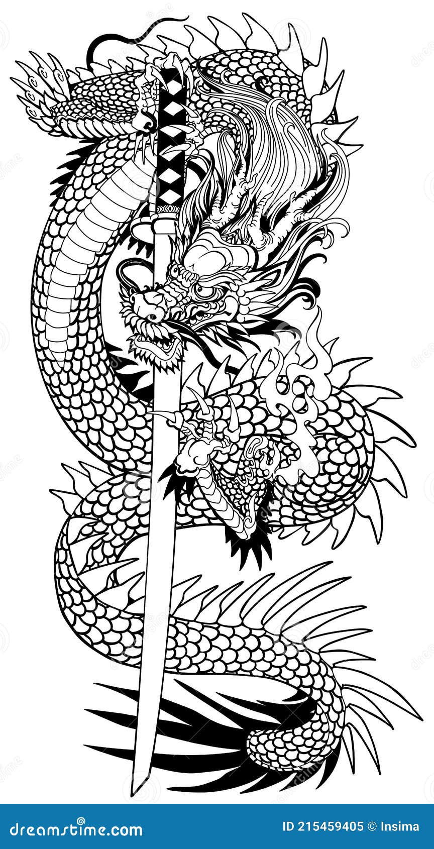 black and white japanese dragon