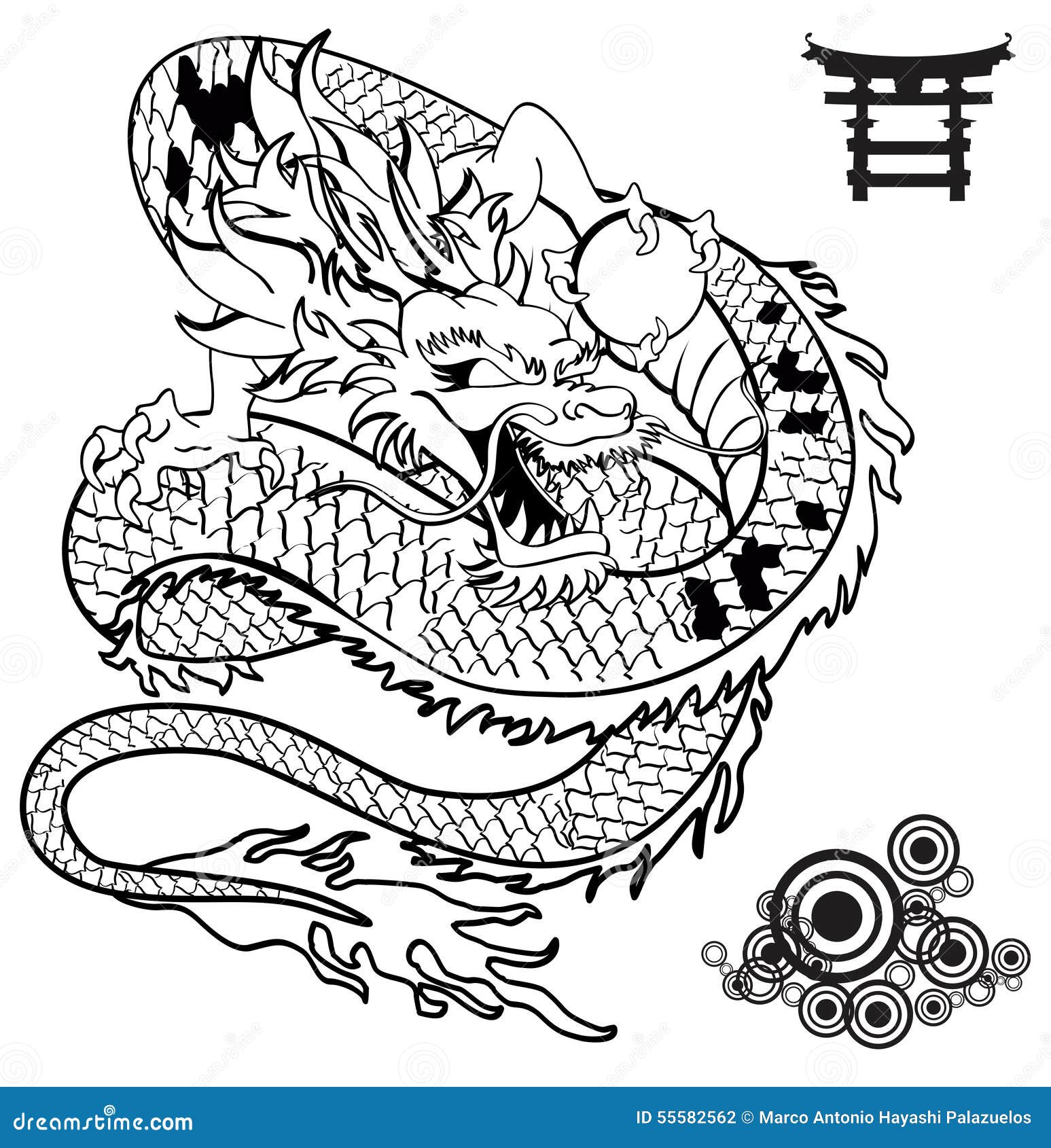 Japanese dragon vintage engraving drawing s Vector Image