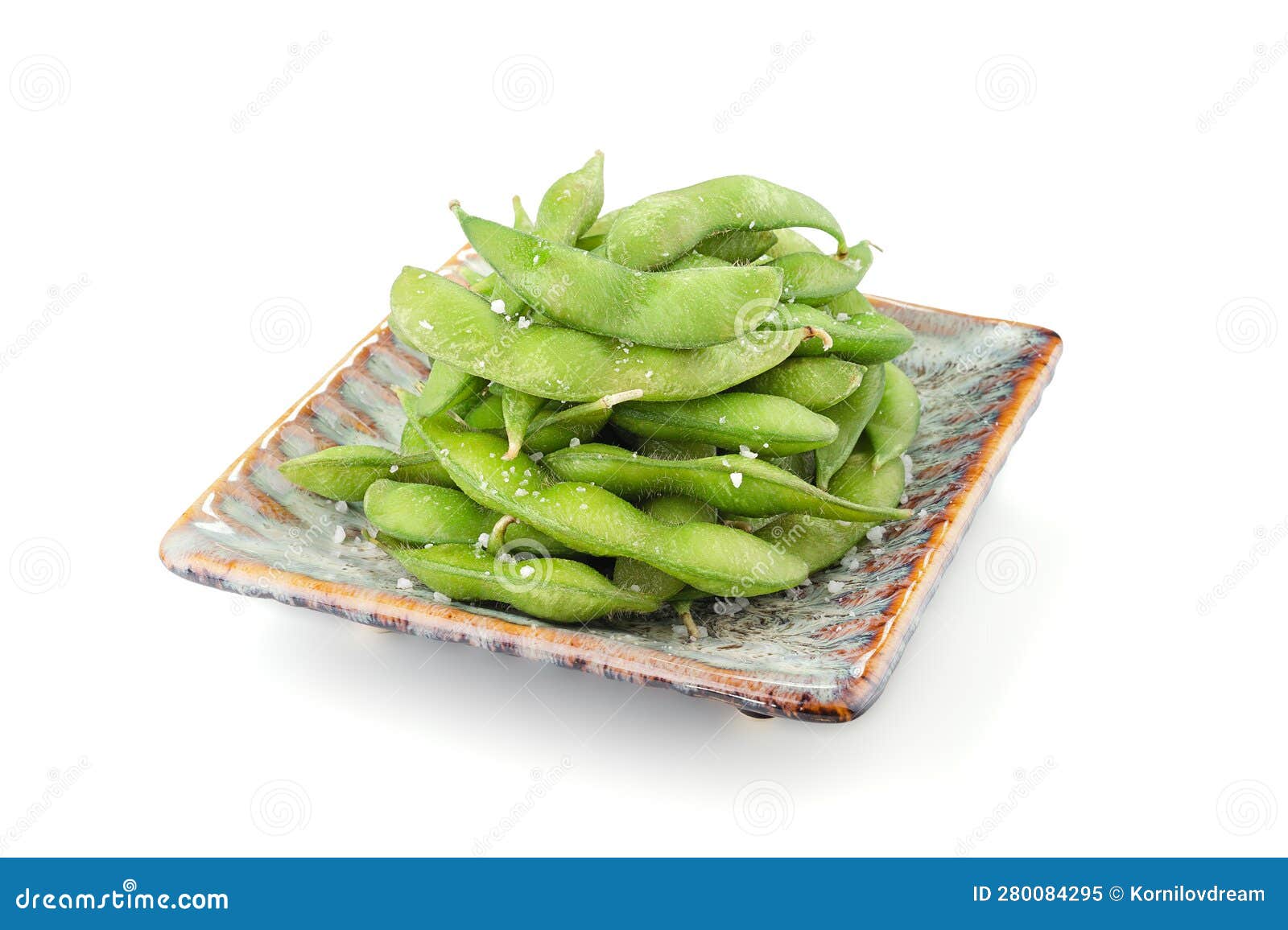 Japanese Edamame on a Plate Isolated Stock Image Image of dish, green