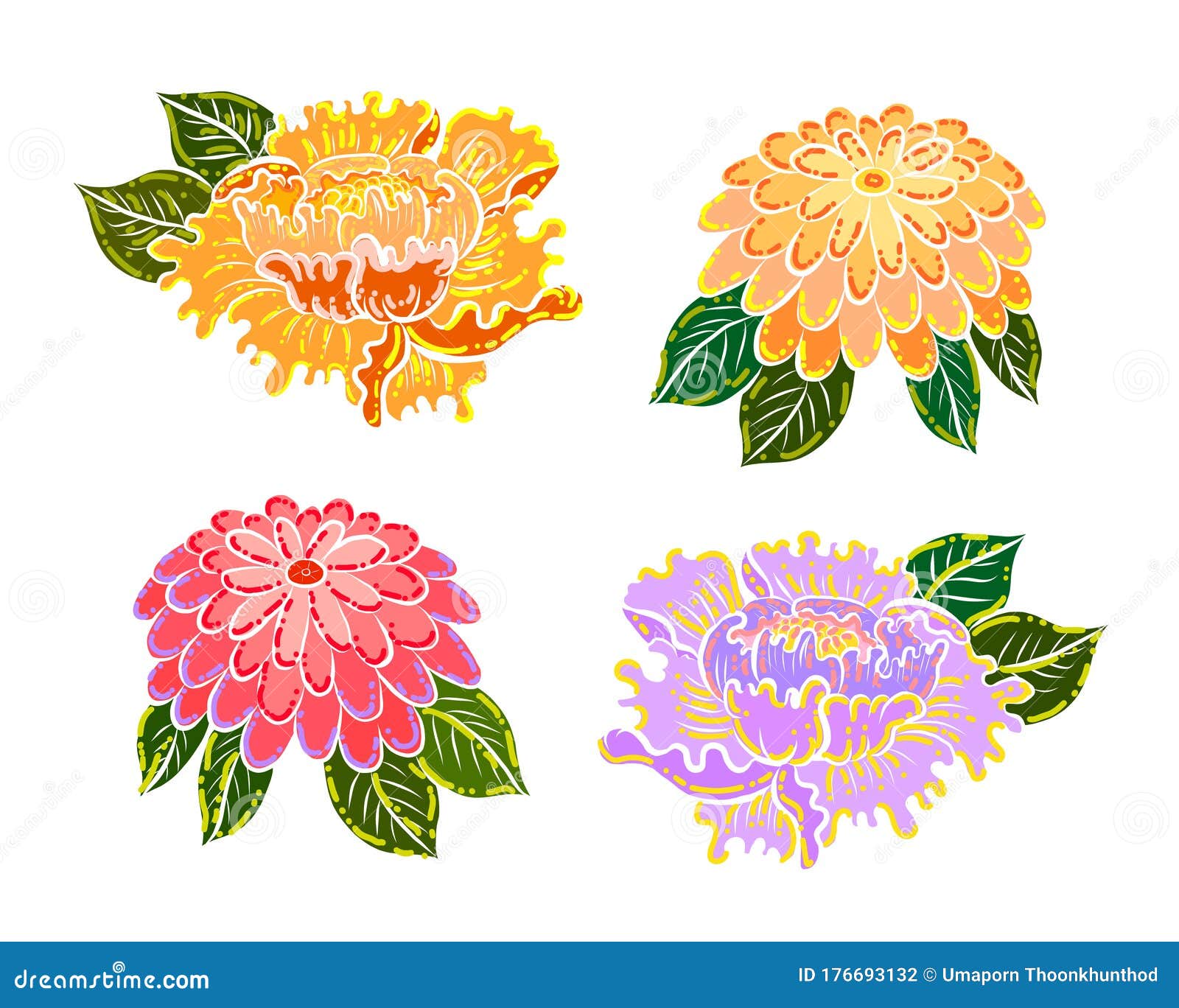 Japanese Flower for Coloring Book.Vector Illustration of Asian Stock ...