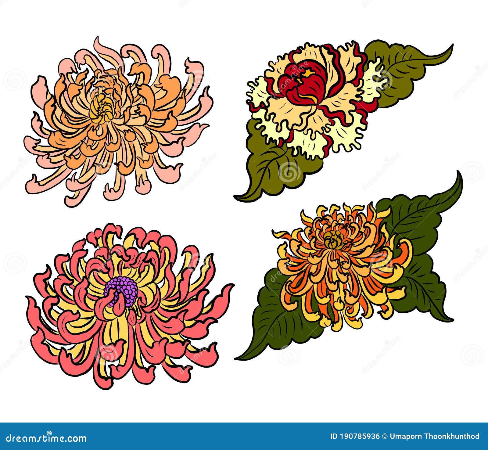 Japanese flower tattoo image Royalty Free Vector Image