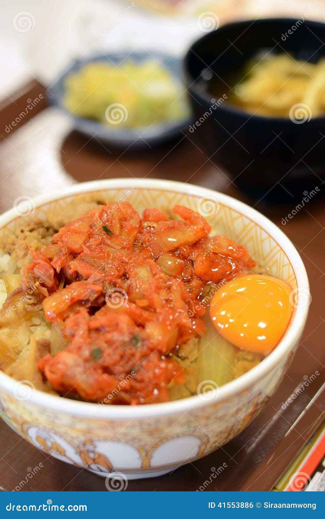 Japanese Food, Beef Bowl with Egg Stock Photo Image of meal, space