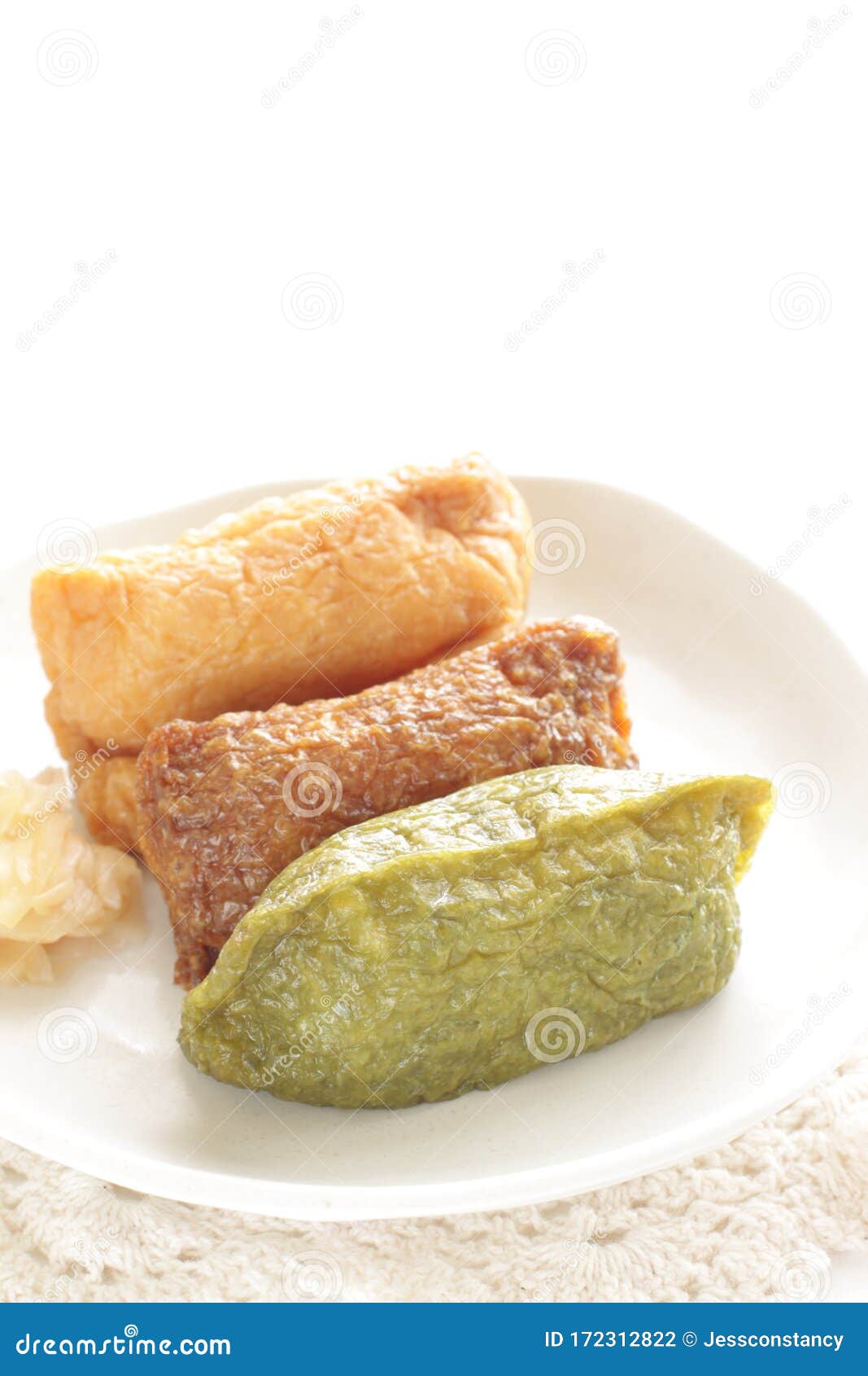 Japanese Food, Deep Fried Tofu Skin and Rice Ball Stock Photo - Image