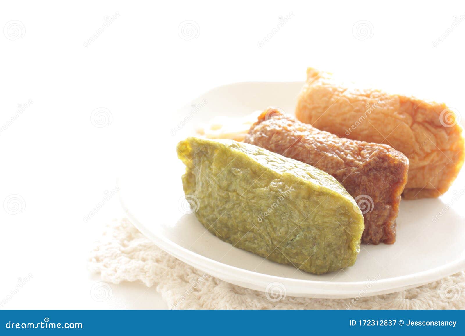 Japanese Food, Deep Fried Tofu Skin and Rice Ball Stock Image - Image