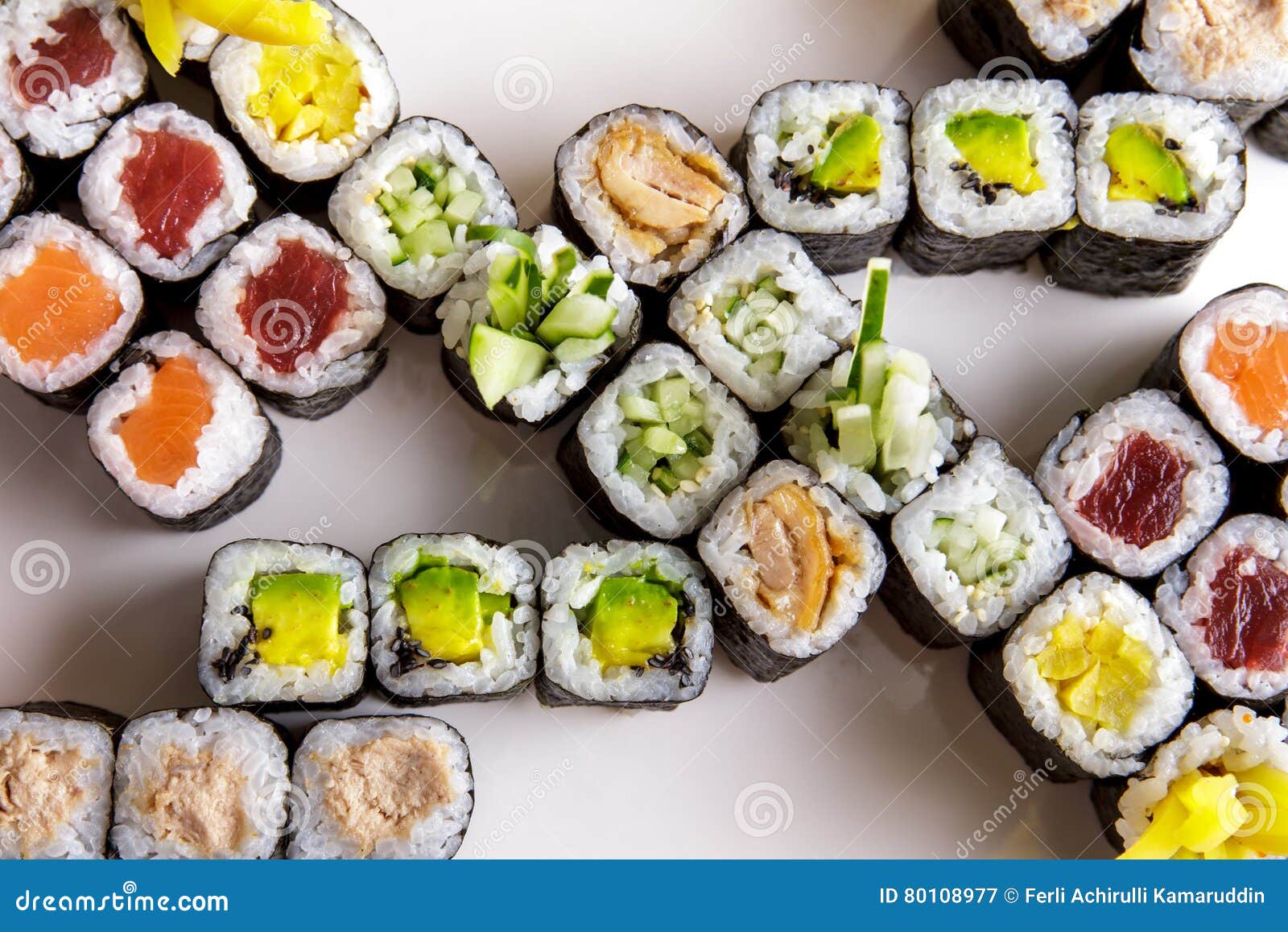 Japanese Food Maki Platter with Various of Maki Sushi Stock Image - Image  of ginger, japanese: 80108977