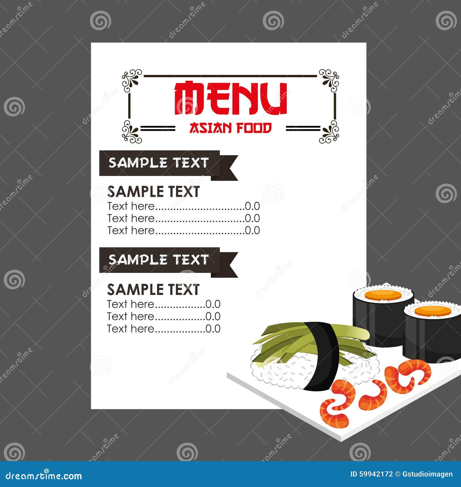 Japanese food menu stock vector. Illustration of asia 59942172