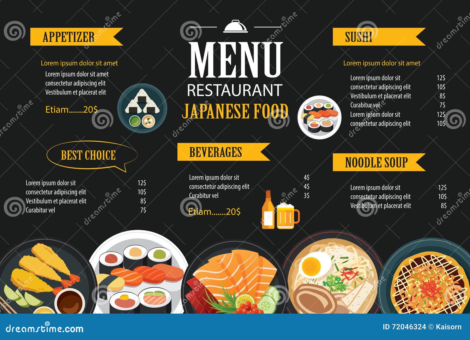 Japanese Food Menu Restaurant Brochure Design Template 