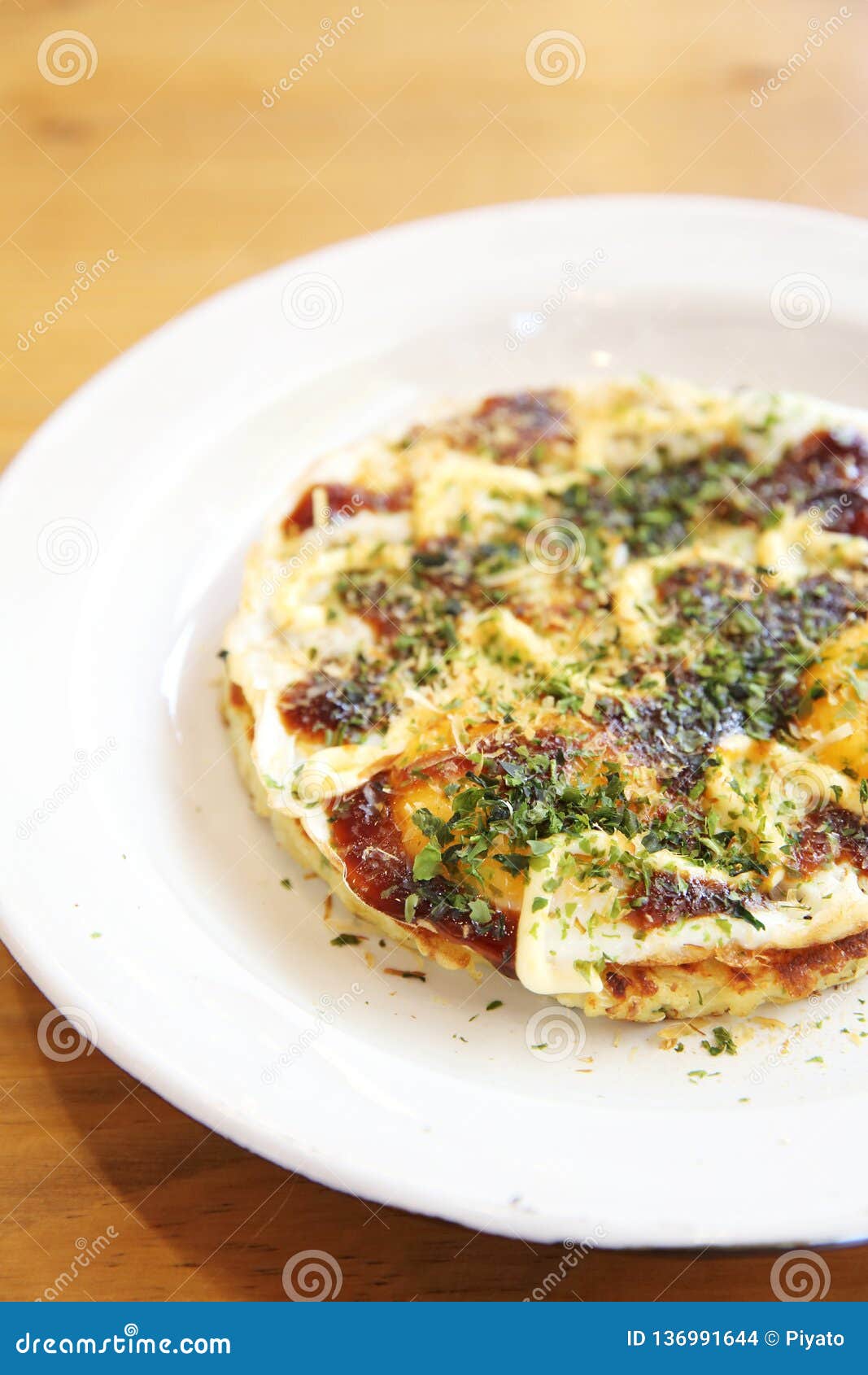 Japanese Food Okonomiyaki , Japanese Pizza Stock Photo - Image of ...