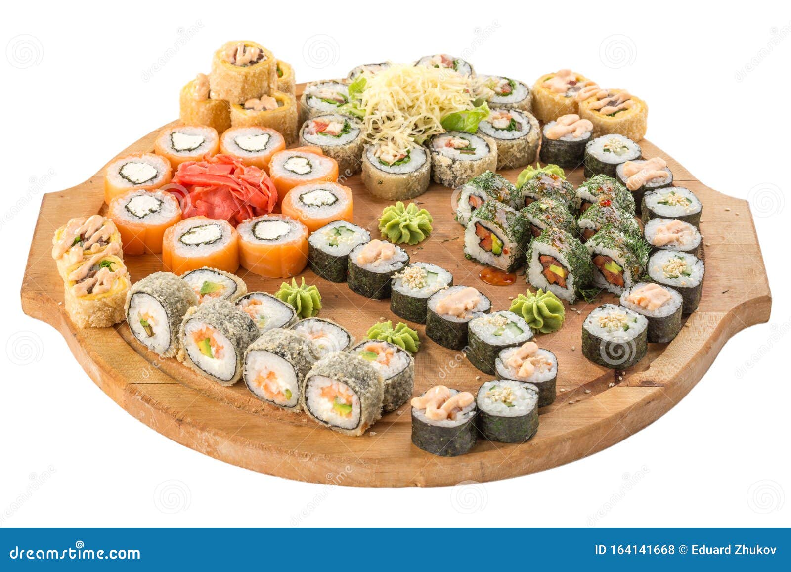Japanese Food Restaurant Sushi Maki Roll Plate Or Platter Set Isolated