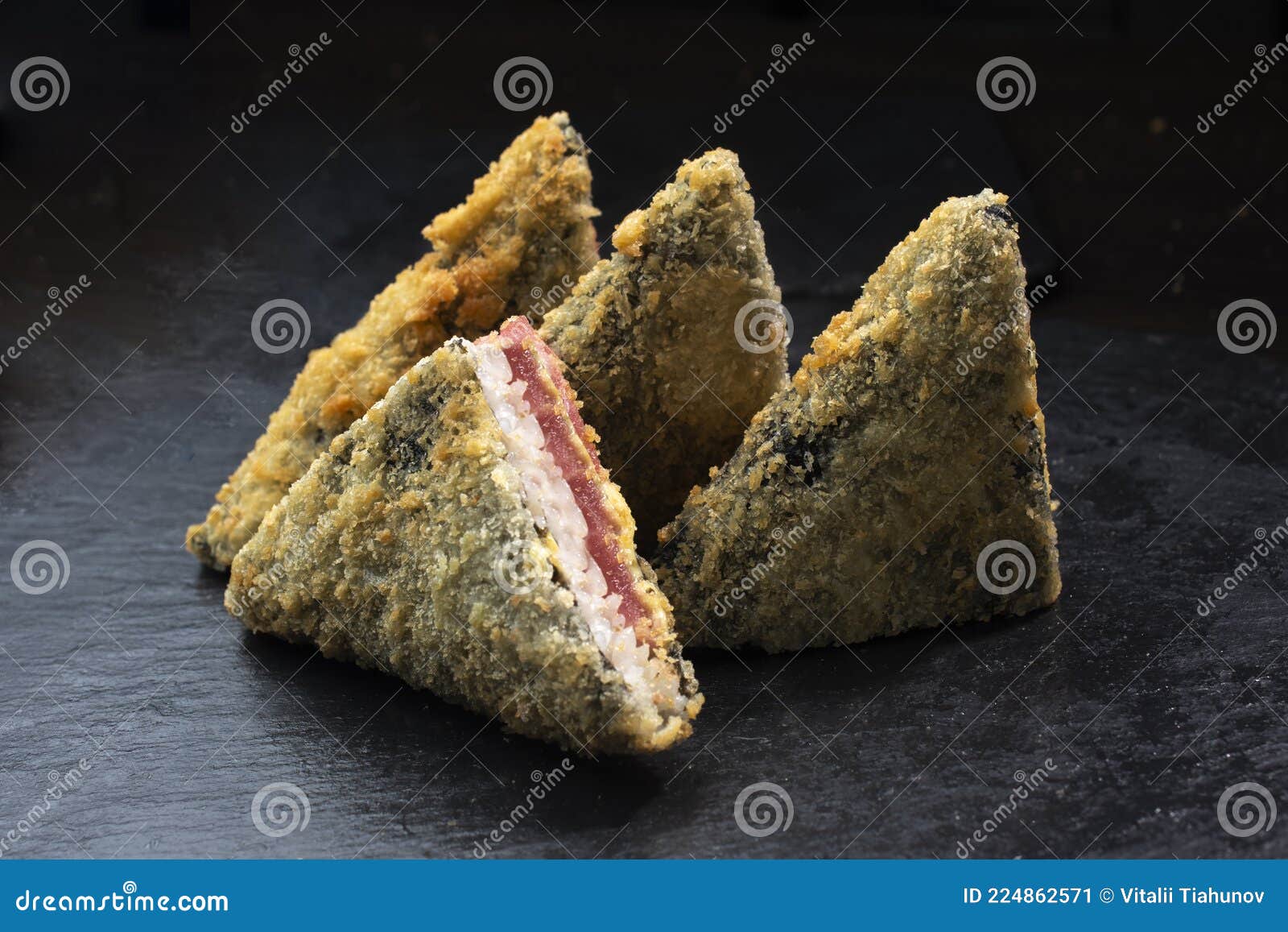 Japanese Fried Sandwich with Rice, Fish and Cheese Stock Image Image