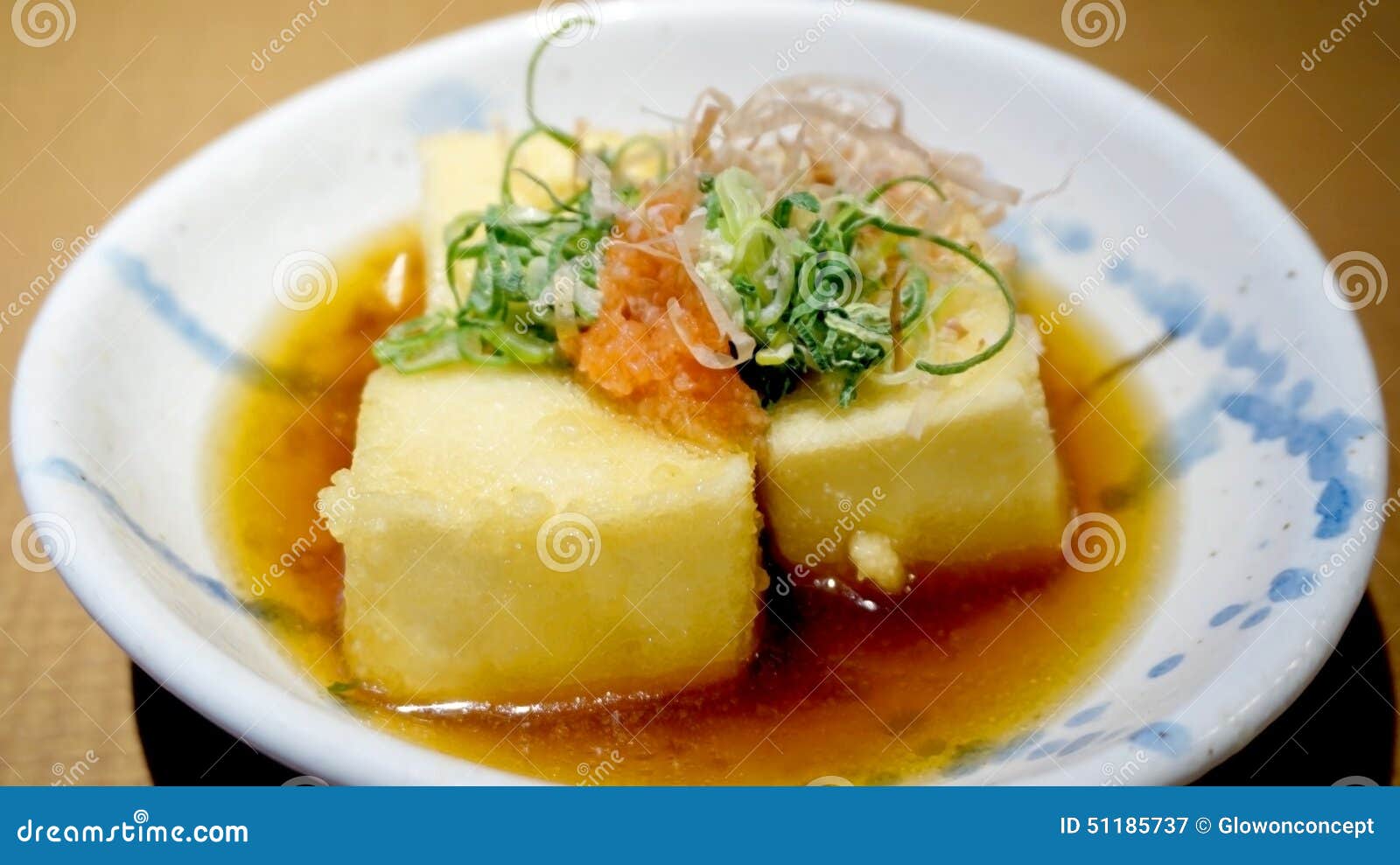 Japanese fried tofu dish stock image. Image of japan - 51185737