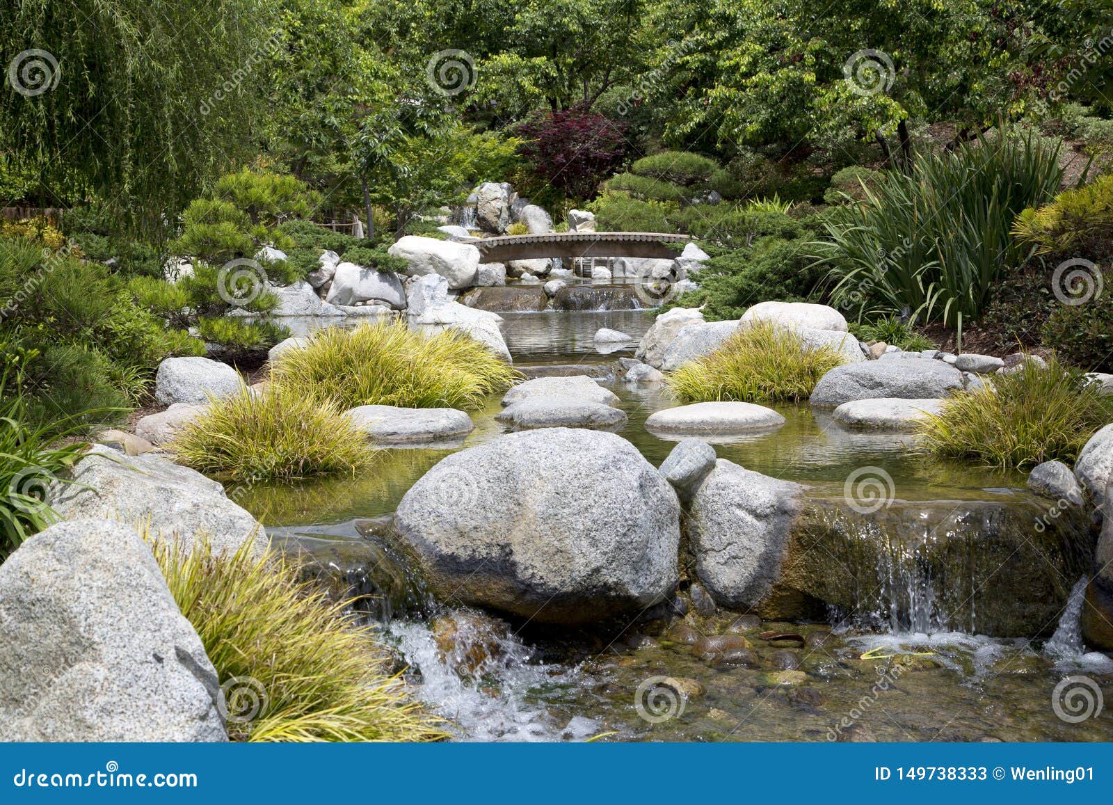 Japanese Friendship Garden Waterfall In Balboa Park View Stock