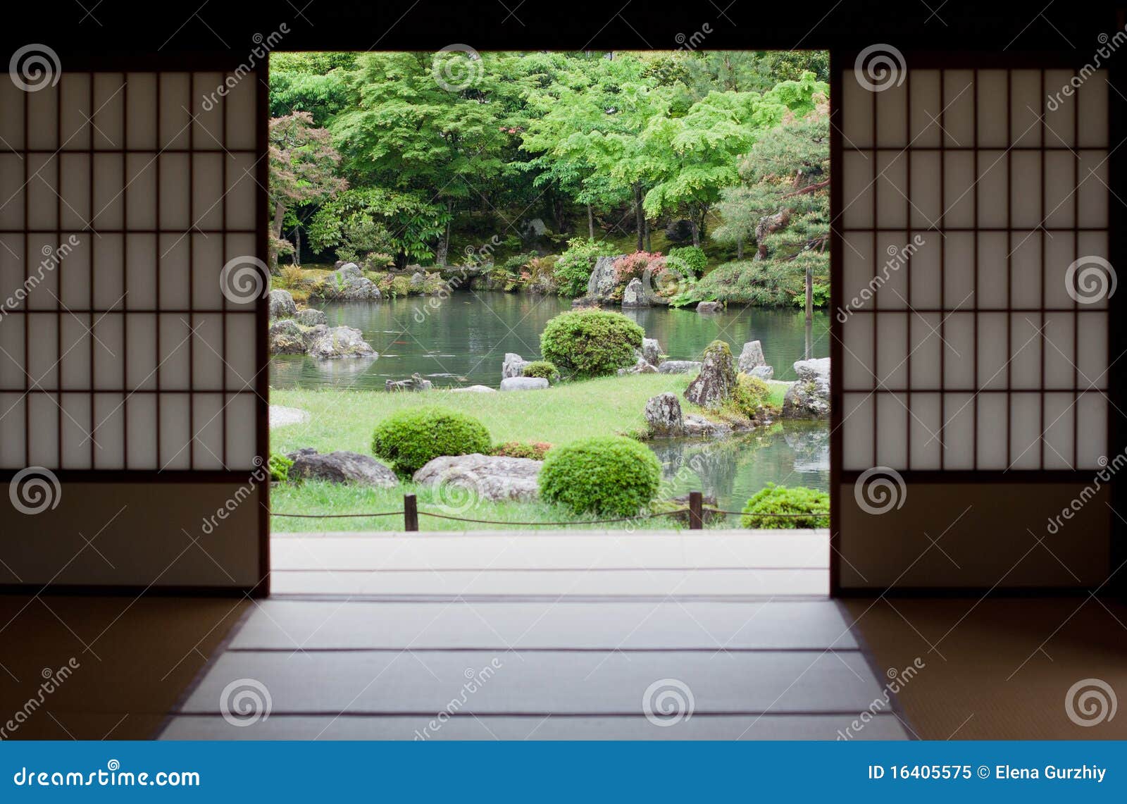 japanese garden in kyoto, japan