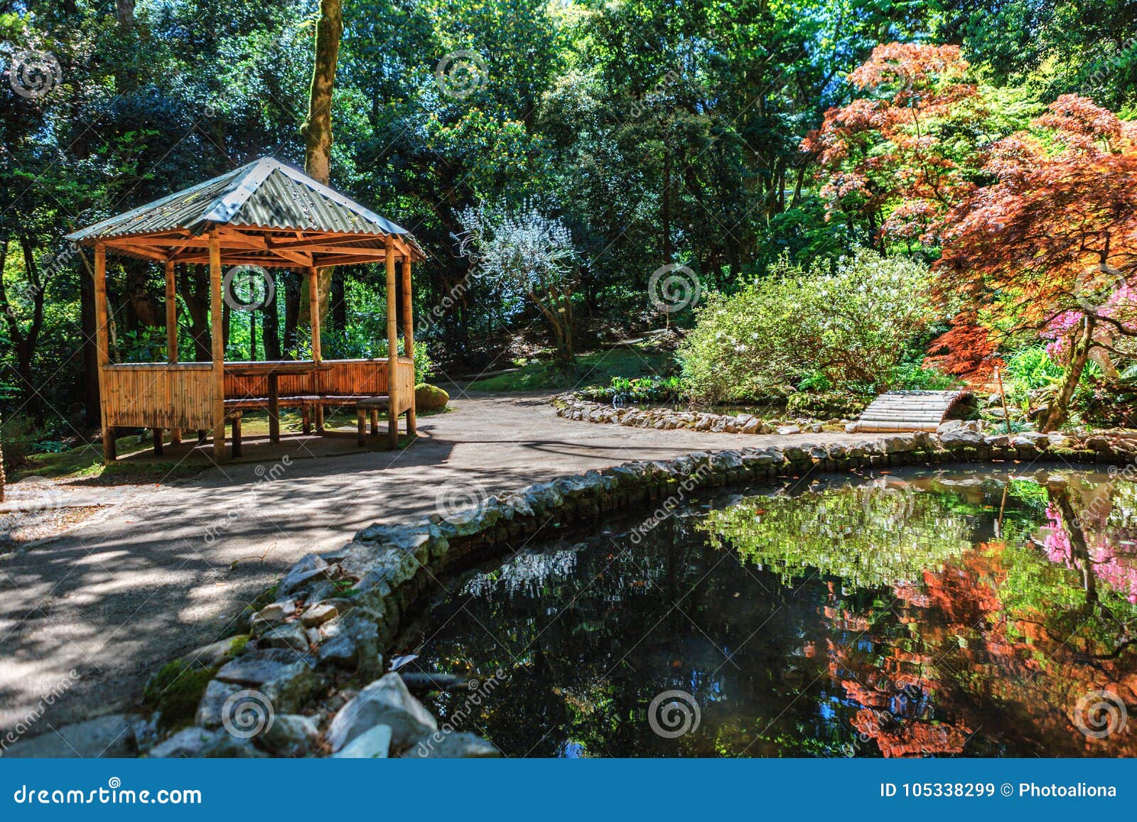 Japanese Garden With Lake In Botanical Garden Georgia Batumi Stock