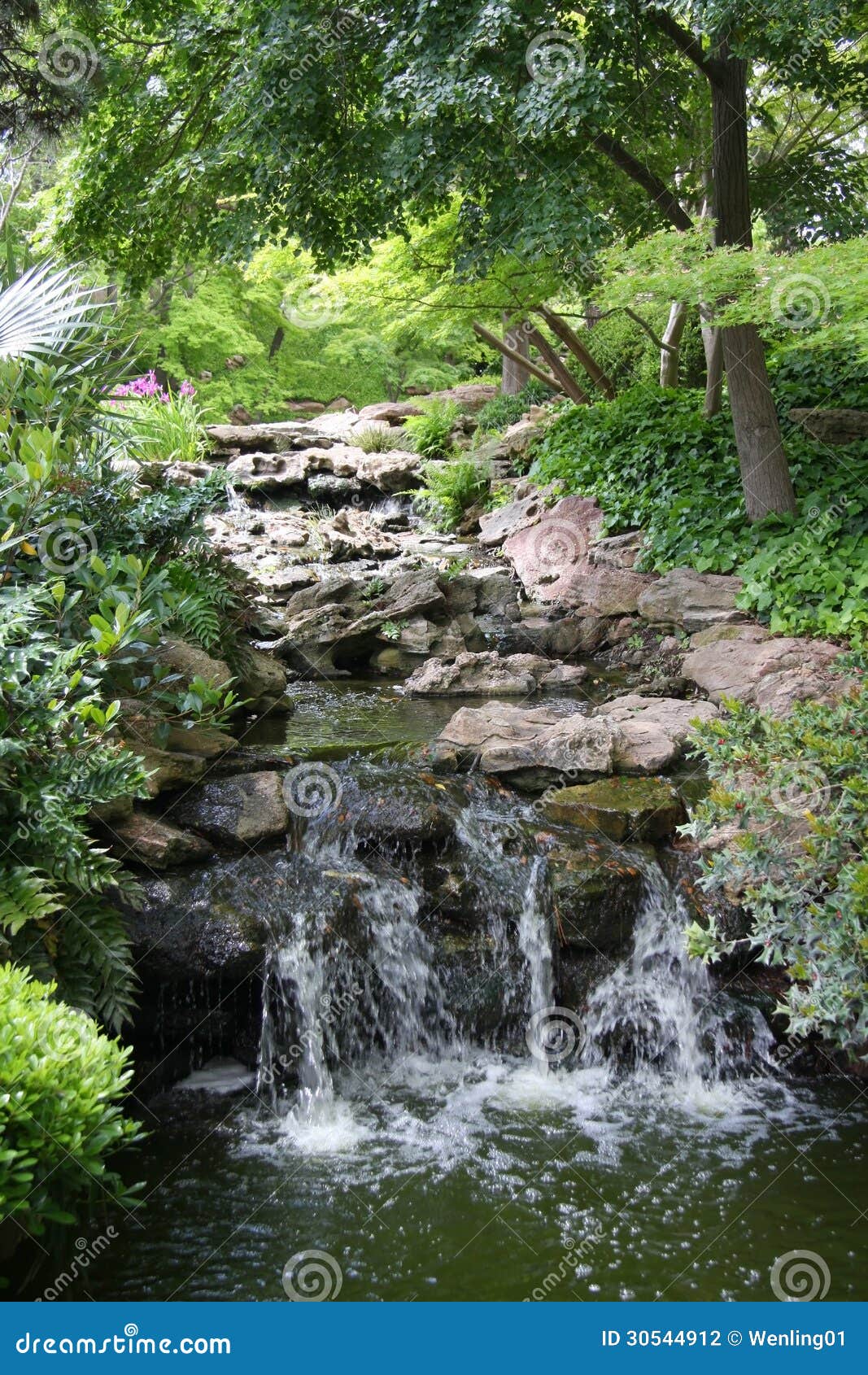 Japanese Garden Waterfall View Stock Photo Image Of Gardening