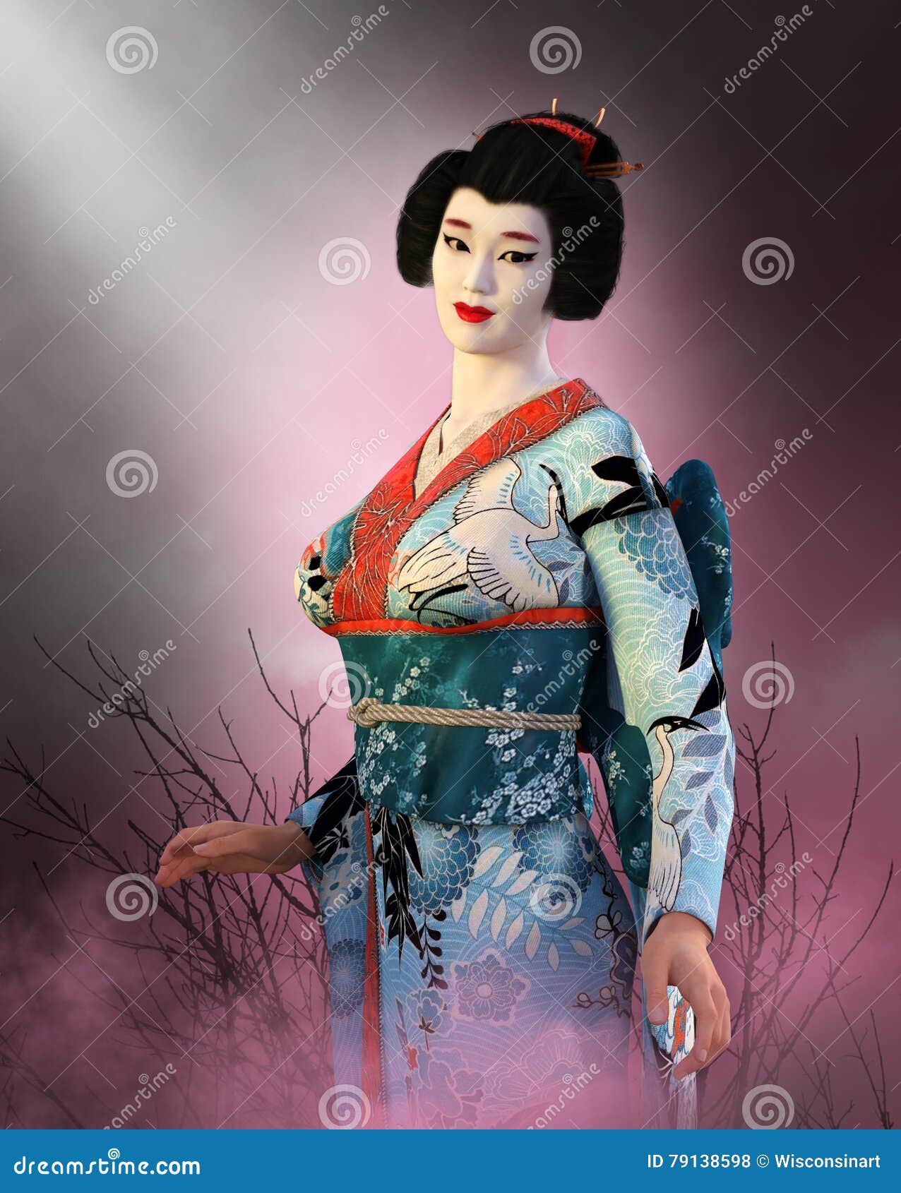 Japanese Geisha Girl Japan Woman Stock Illustration Illustration Of Elegant Woman 79138598